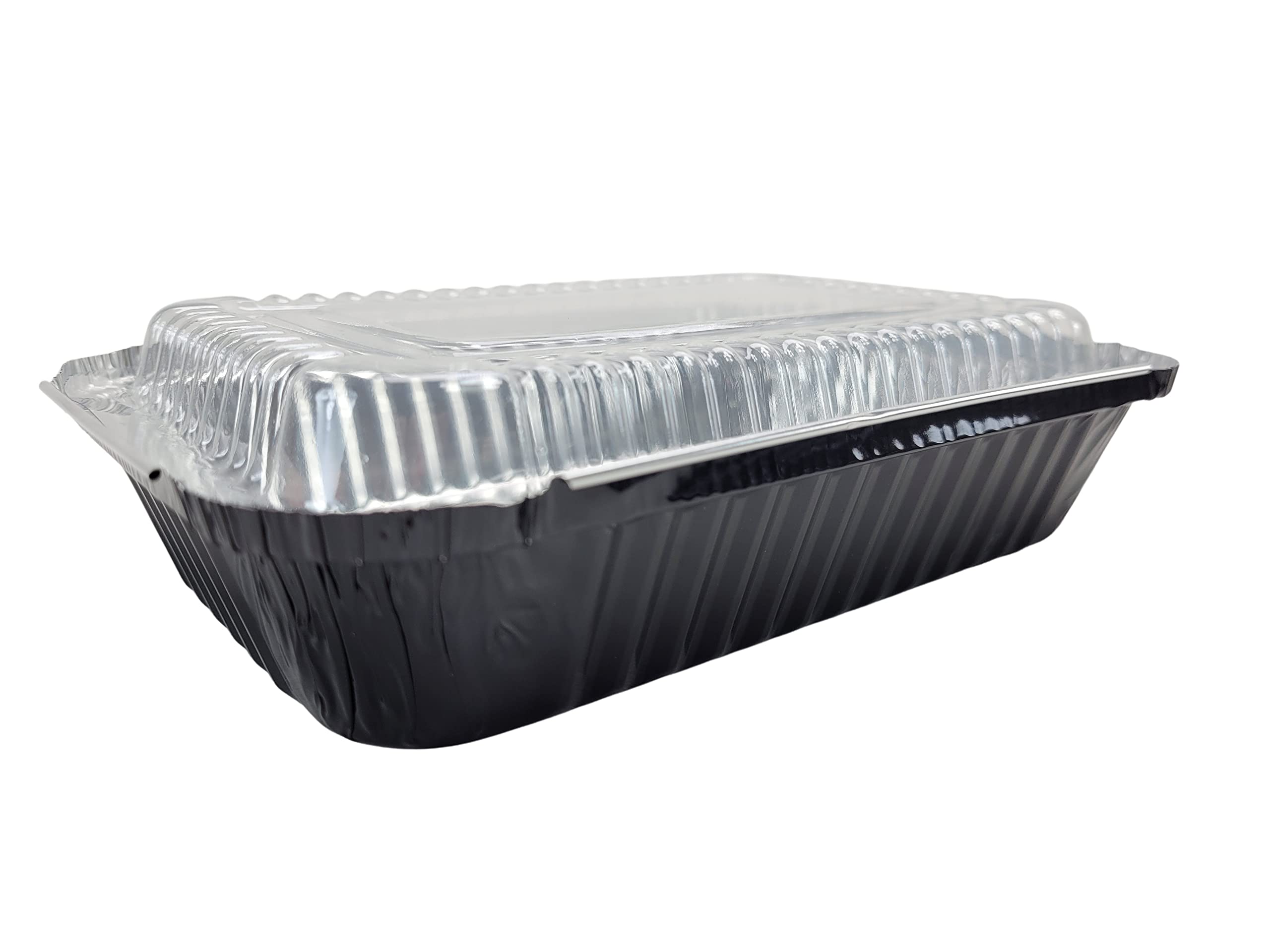 KitchenDance 1.5 LB Aluminum Foil Oblong Pan with Plastic Lid - Durable Shallow Foil Containers for Cooking, Freezing & Food Storage - Commercial & Home Kitchen Use - Perfect for Meal Prep, Baking, Party Serving & Leftovers (6417P)
