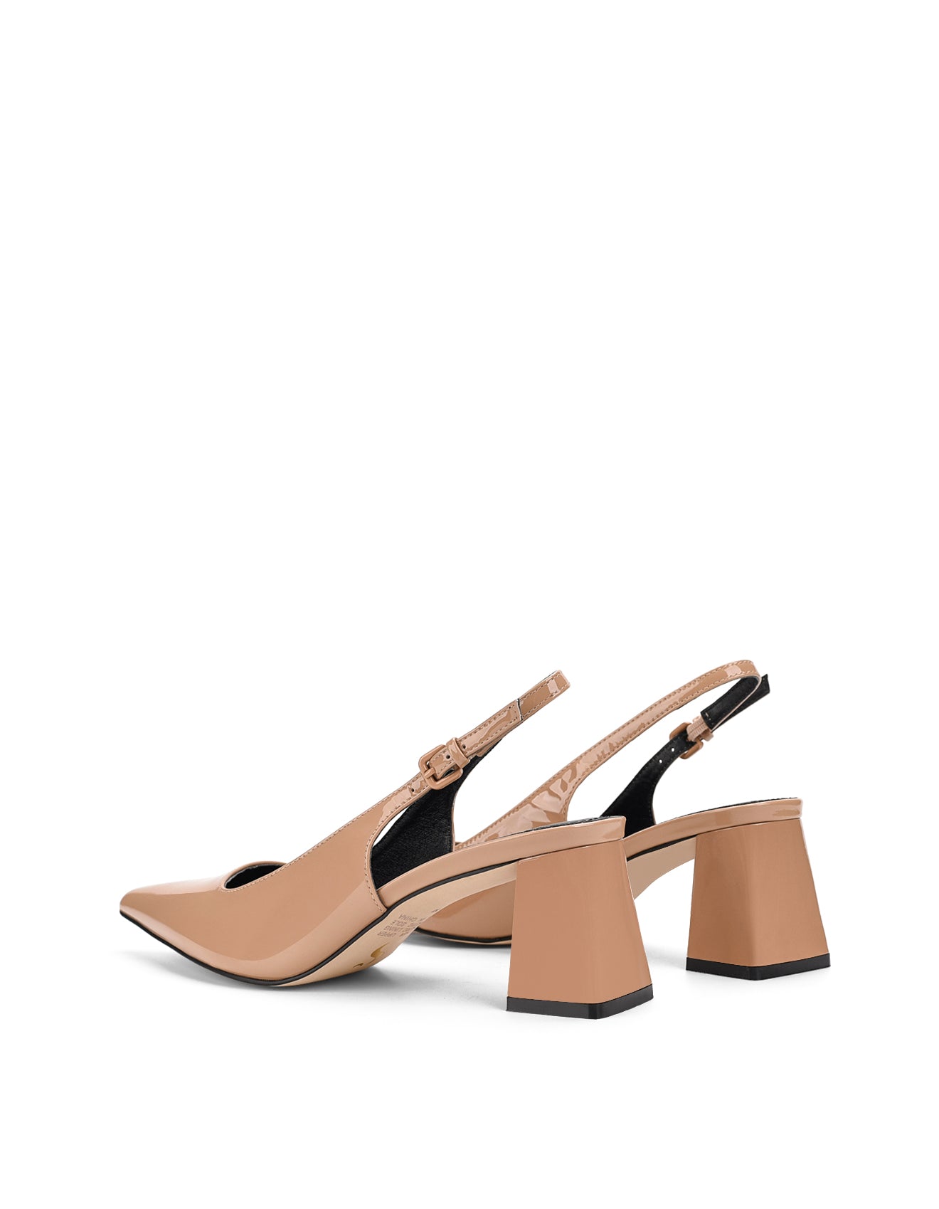 Yarra Pointed Toe Slingback Heels - Almond Tan Patent Leather Women's Dress Shoes for Office, Wedding & Evening Events