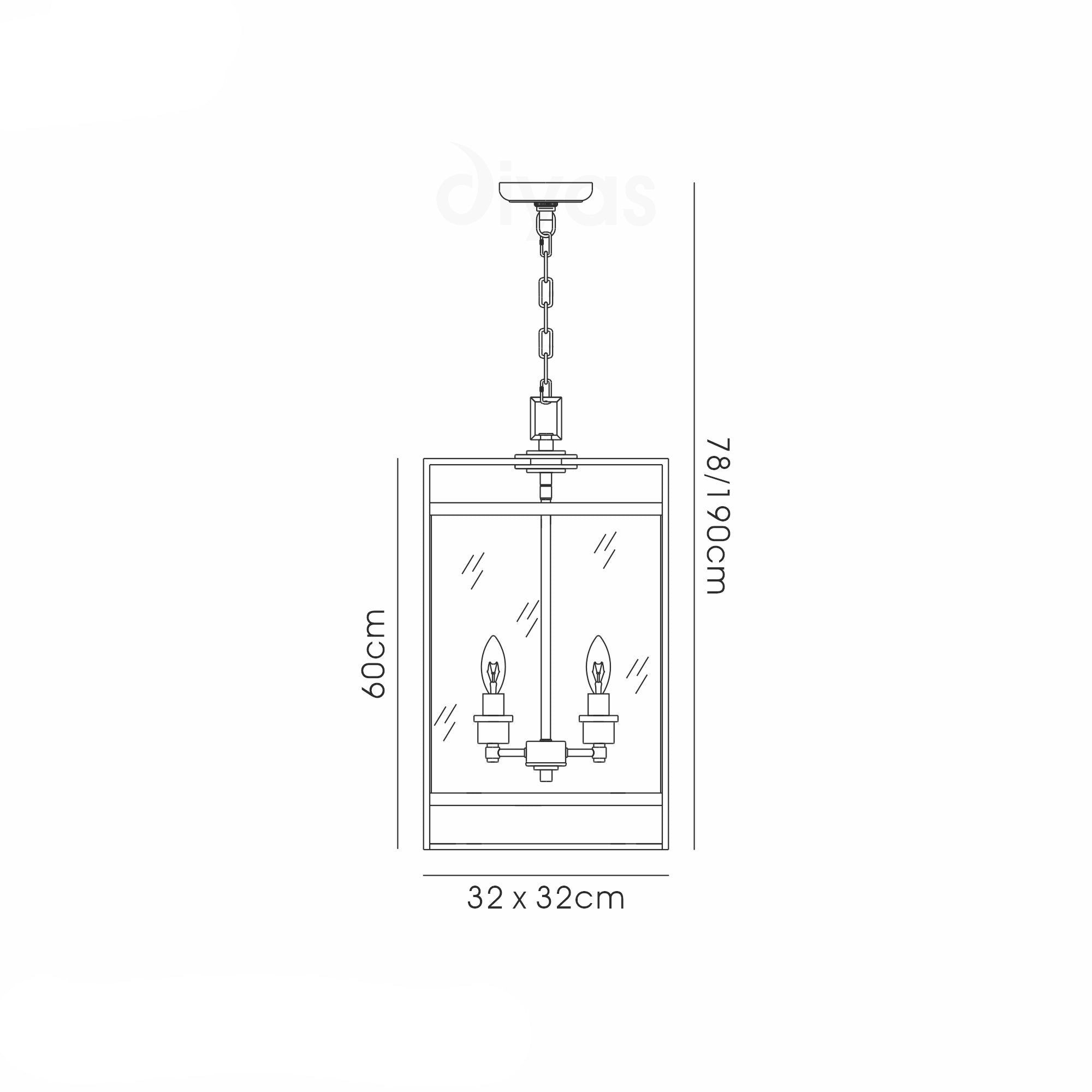 Aston Square Pendant Light Fixture - 3/4/6 Light E14 Base in Polished Chrome & Glass - Perfect for Kitchen Island, Dining Room, or Entryway Lighting