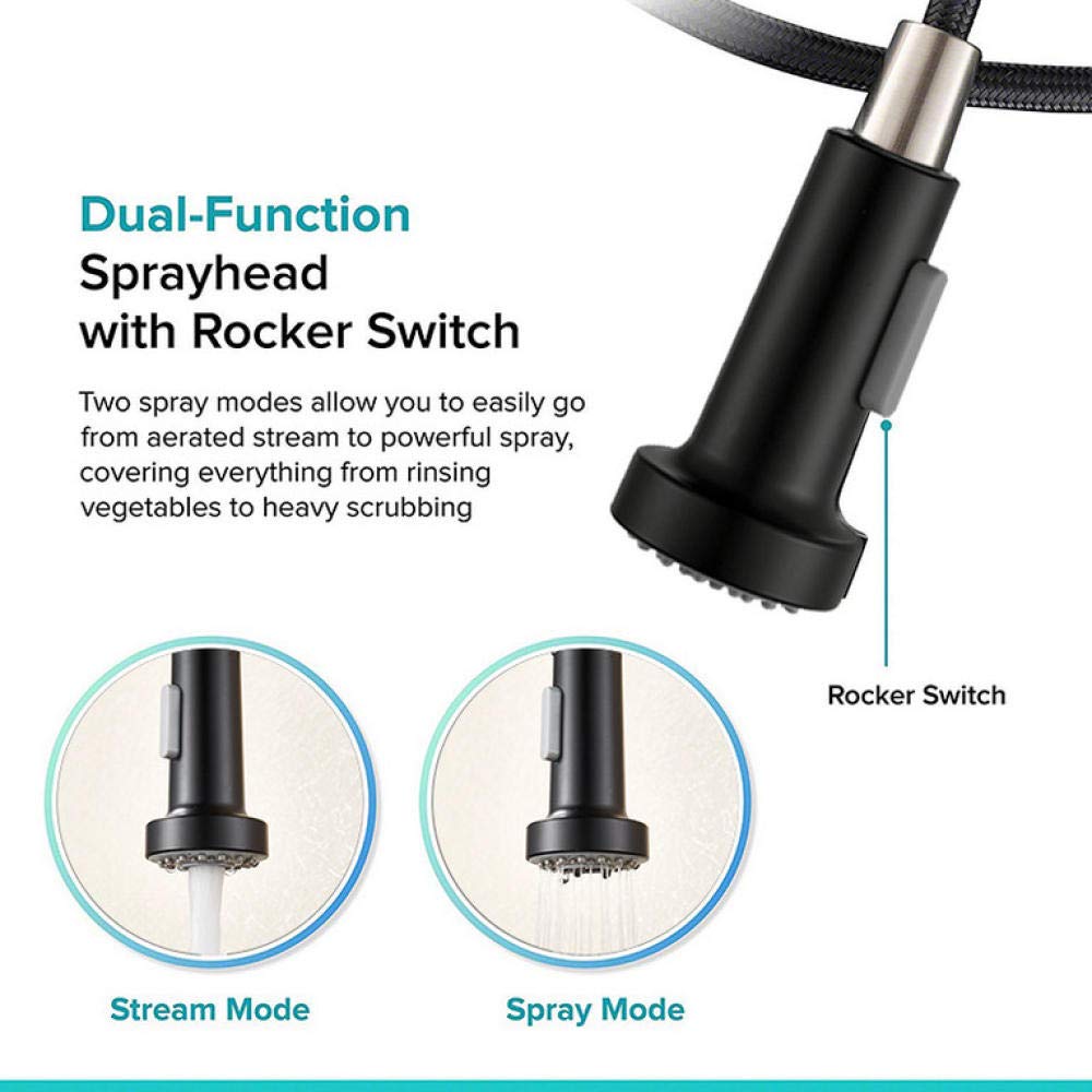 Matte Black Pull Down Kitchen Faucet with Single Lever Mixer & 360° Rotation - 2-Way Pull Out Sprayer for Modern Sink - Perfect for Washing Dishes, Filling Pots & Cleaning Countertops