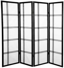 4 Panel Double Cross Room Divider Screen - Black Privacy Partition for Home, Office, Studio & Event Spaces - Freestanding Decorative Room Separator