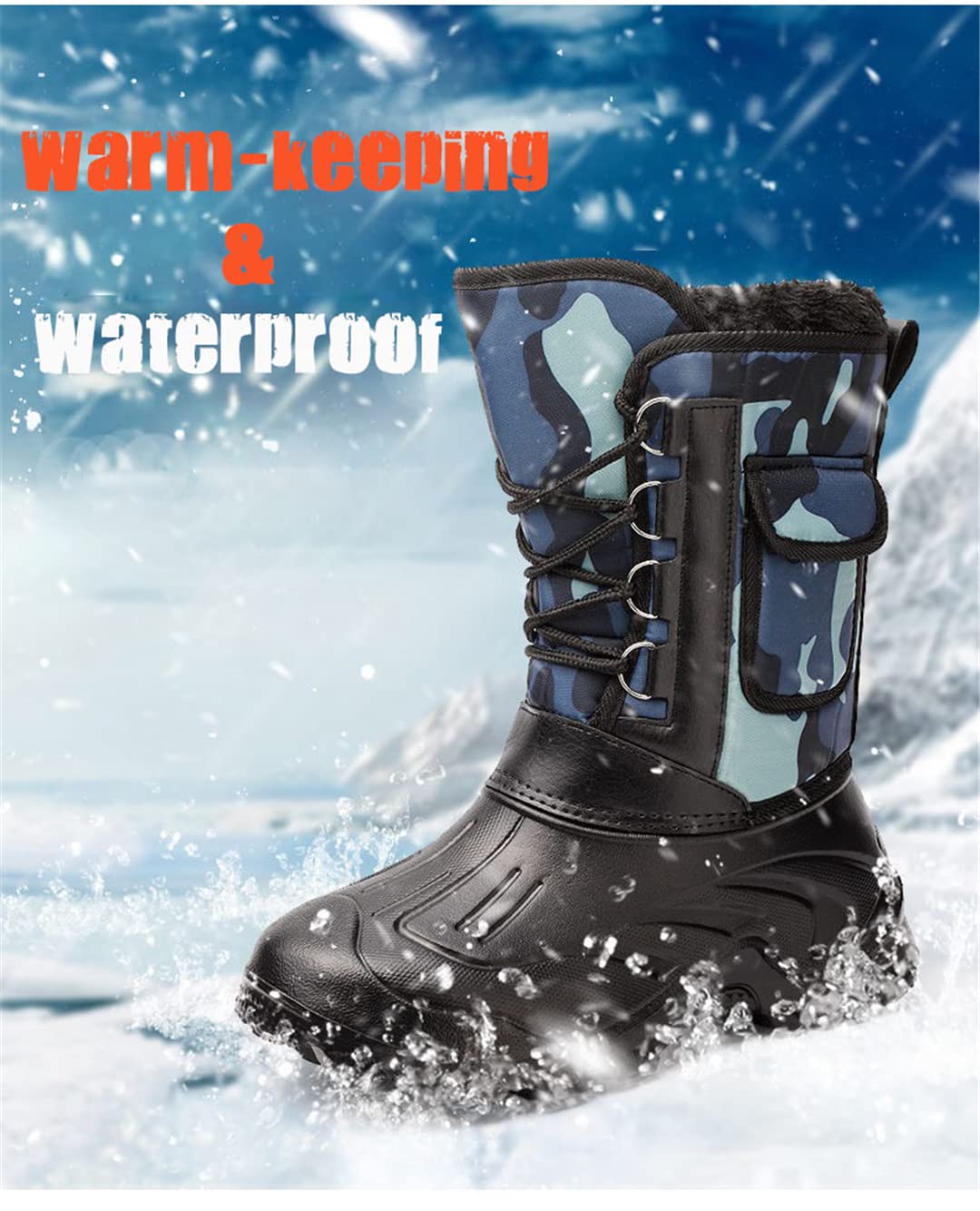 Men's Waterproof Winter Hiking Boots - Ultra Lightweight Thermal Snow Boots for Outdoor Trekking, Fishing & Hunting | Warm Wool Liner for Cold Weather Adventures