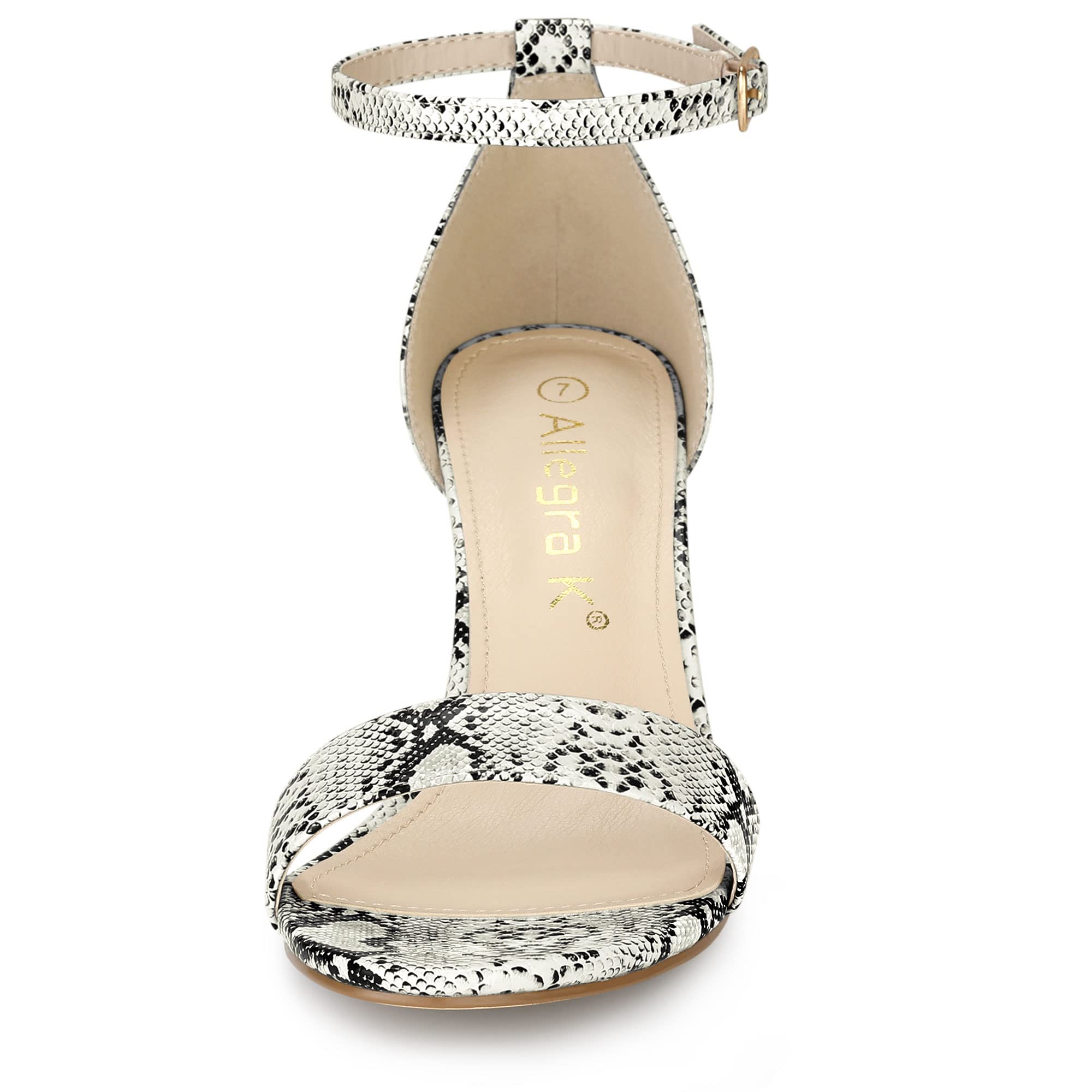 Allegra K Women's Chunky Heel Ankle Strap Sandals - Fashion Snakeskin Print High Heels for Women | Perfect for Parties, Weddings & Evening Events