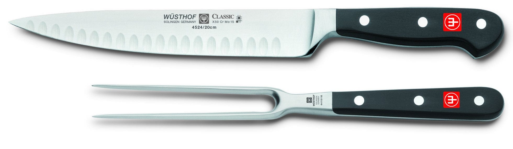 Wusthof Classic 2-Piece Carving Set with Hollow Edge Knives - Premium German Stainless Steel Carving Knife Set for Roast Beef, Turkey & Holiday Meals