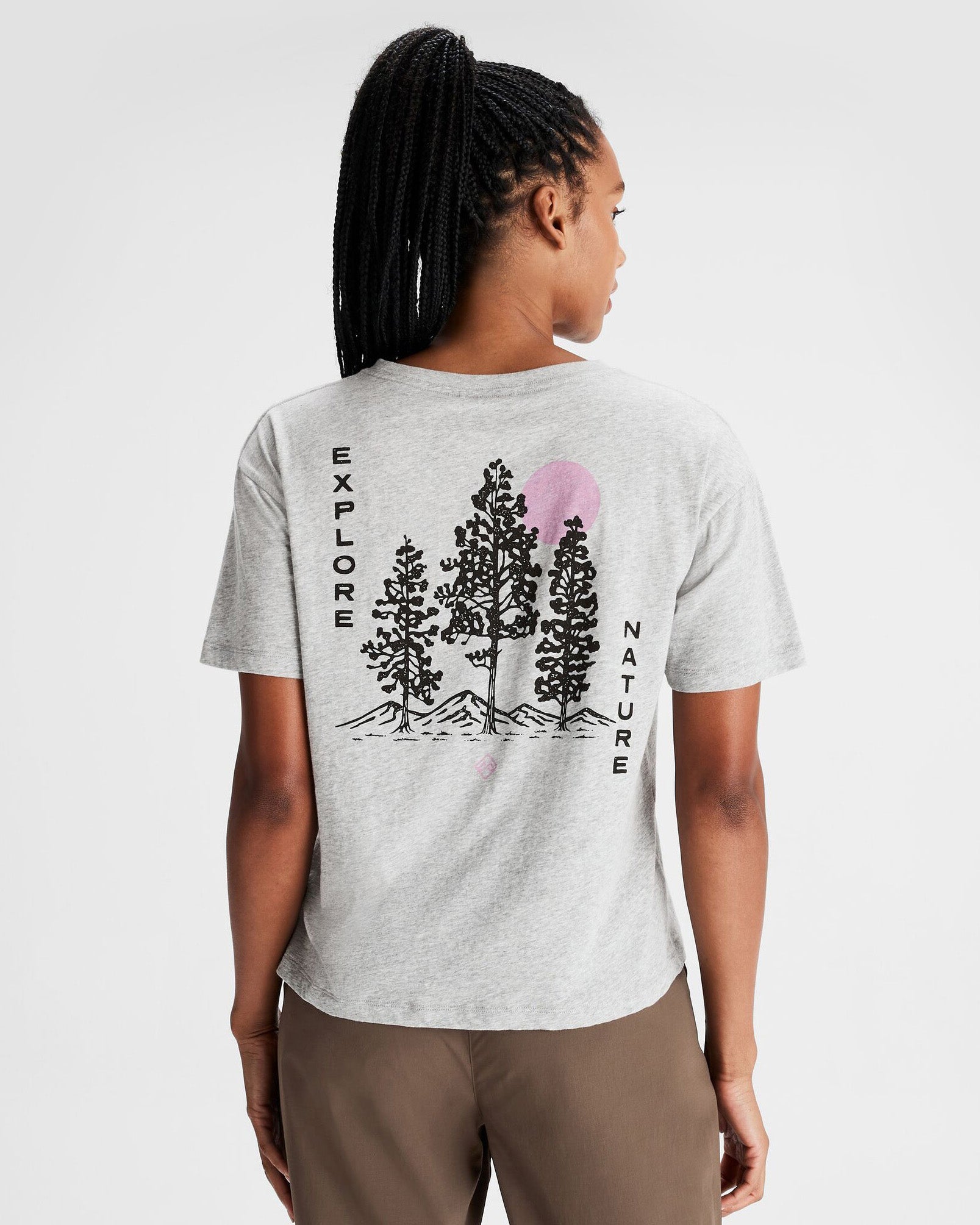 Women's Organic Cotton T-Shirt for Outdoor Adventures - Light Grey Marble | Hiking, Camping & Casual Wear