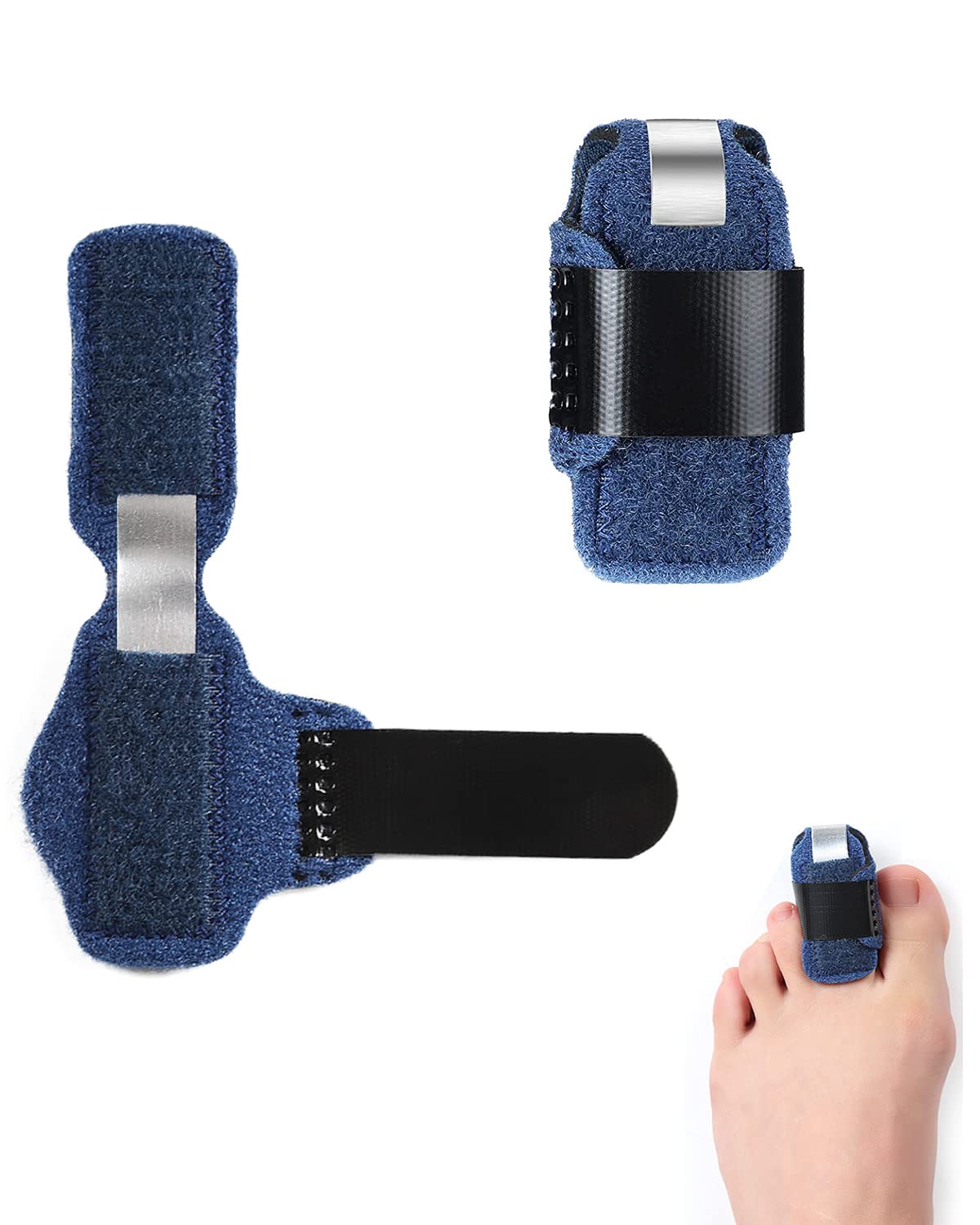 1 Pair Toe Splint - Broken Toe Brace & Toe Straightener for Hammer Toe, Curled Toe, Big Toe - Adjustable Toe Support Wraps for Men & Women - Perfect for Post-Injury Recovery, Sports & Daily Comfort