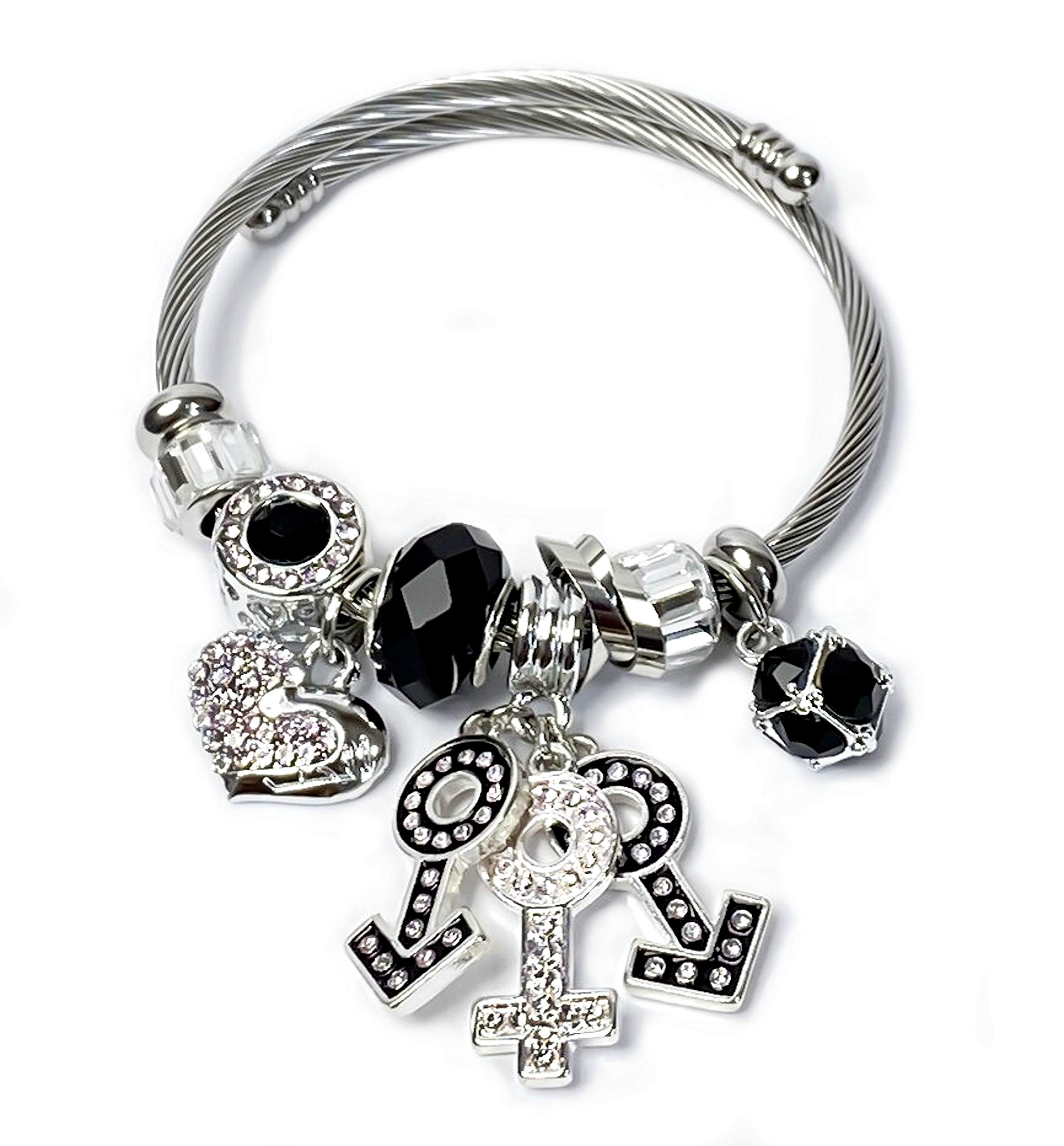 Hotwife Stainless Steel Charm Bracelet - Hot Wife, Queen of Spades, Vixen Jewelry for Threesome & Swinger Lifestyle - Perfect for MFM, QOS & Naughty Couples - Great as Anklet or Necklace