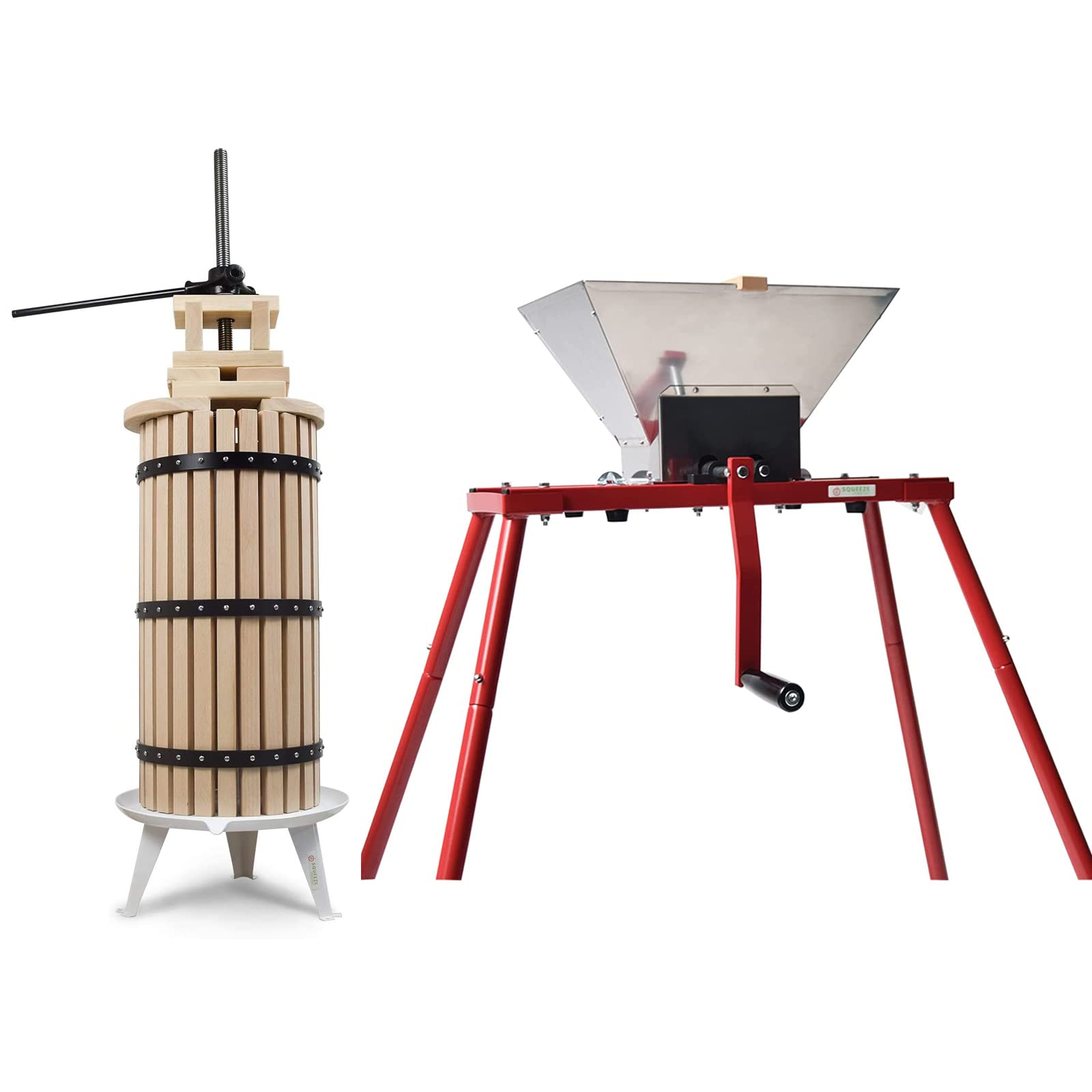 SQUEEZE Master XL 7.9 Gallon Fruit Press for Apple Cider, Wine Making - Heavy Duty Crusher with Stand - Perfect for Home Brewing, Juice Extraction & Winemaking