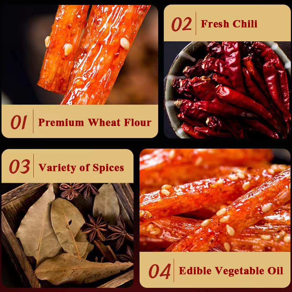 Spicy and Sweet Chinese Latiao Snacks - 5 Pack Hot & Flavorful Strips, Authentic Sichuan Spice for Office, Party, or Movie Night Snacking