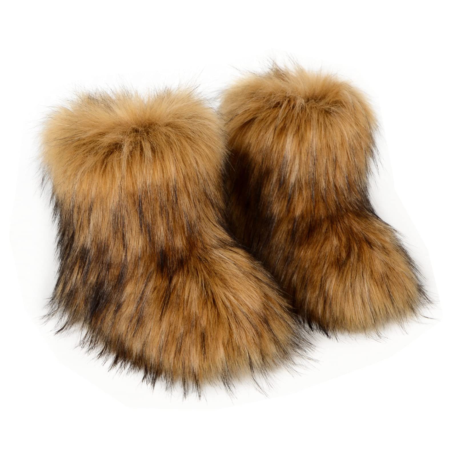 QMFUR Kids Winter Snow Boots for Girls & Boys - Furry Fluffy Suede Faux Fur Mid-Calf Boots with Comfortable Flat Sole | Warm Waterproof Outdoor Boots for Snow Play, Winter Hiking & Cold Weather Activities