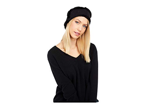 UGG Women's Black Suede & Sheepskin Headband - One Size Winter Head Wrap for Cold Weather & Outdoor Activities