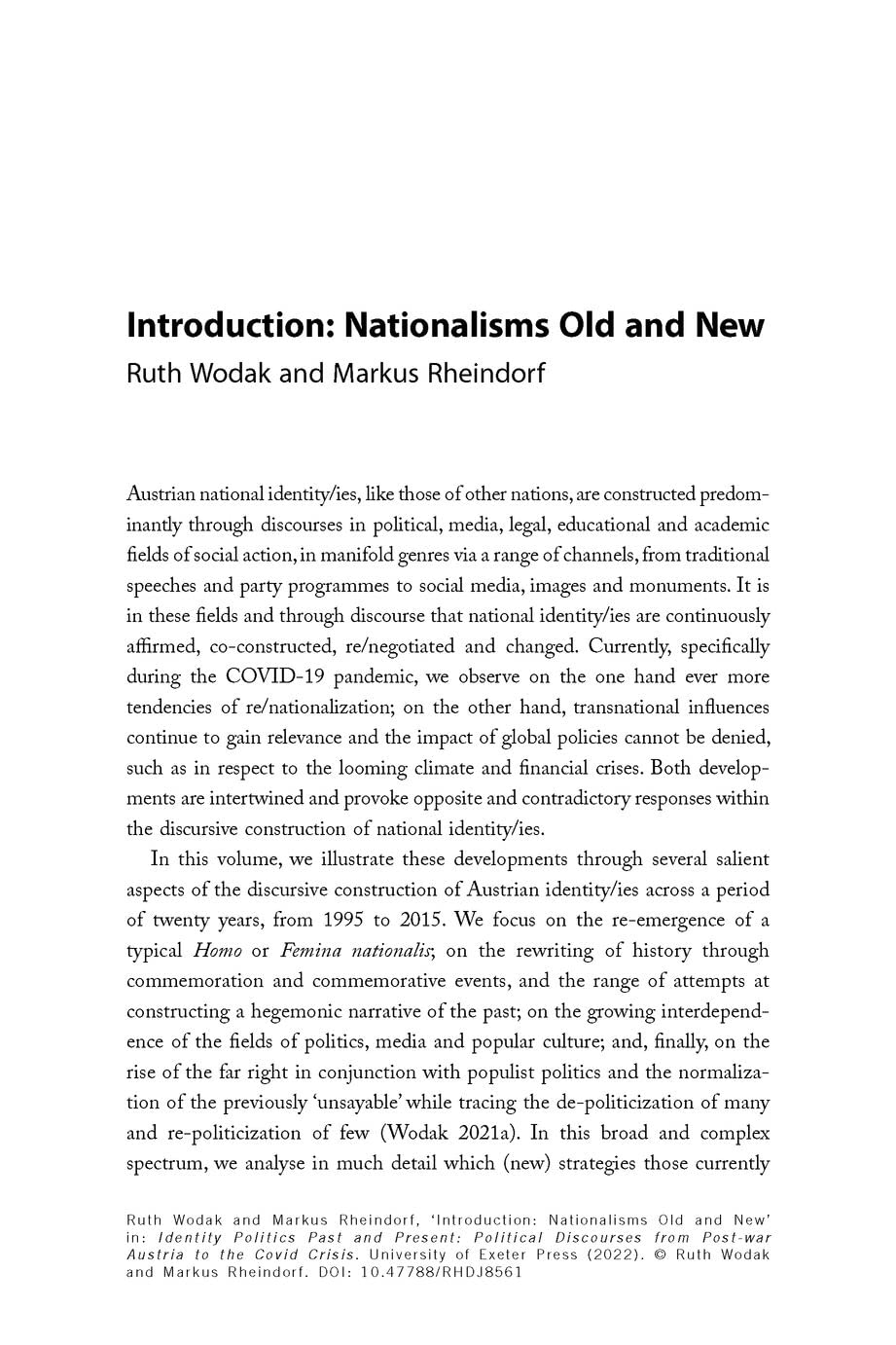 Identity Politics Past and Present: Political Discourses from Post-War Austria to the Covid Crisis | Historical & Contemporary Analysis | Perfect for Political Science Students & Researchers