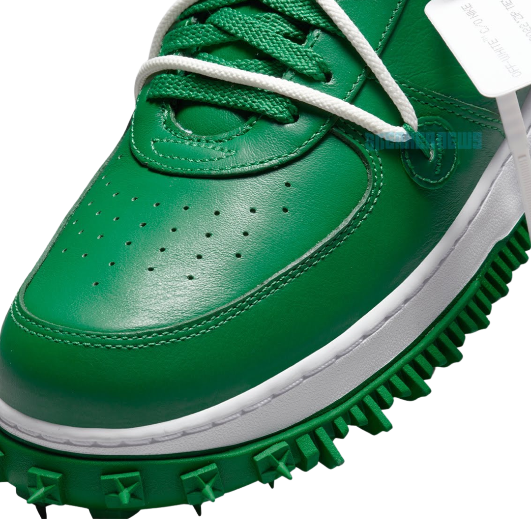 Off White x Nike Air Force 1 Mid SP Leather Sneakers in Pine Green & White - Limited Edition Streetwear Shoes for Men's Fashion & Urban Lifestyle