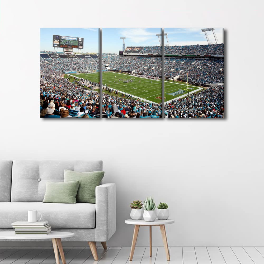 3-Piece TIAA Bank Field Football Stadium Canvas Wall Art - Jacksonville Jaguars Wooden Framed Posters (72