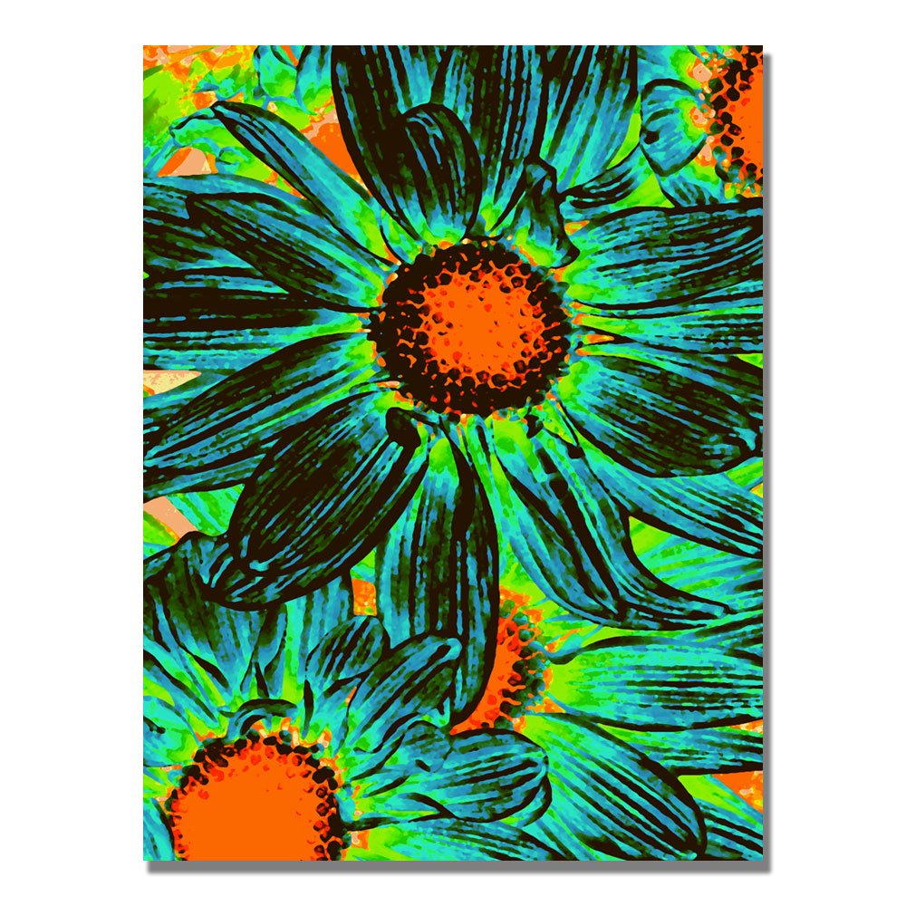 Trademark Art by Amy Vangsgard Pop Daisies XII Canvas Wall Art - 18x24 Inch Floral Painting for Living Room, Bedroom & Office Decor