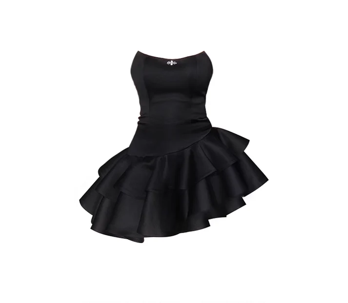 Elegant Black A-Line Strapless Satin Mini Dress for Birthday Party | Formal Evening Gown | Perfect for Cocktail Events, Prom Night & Special Occasions