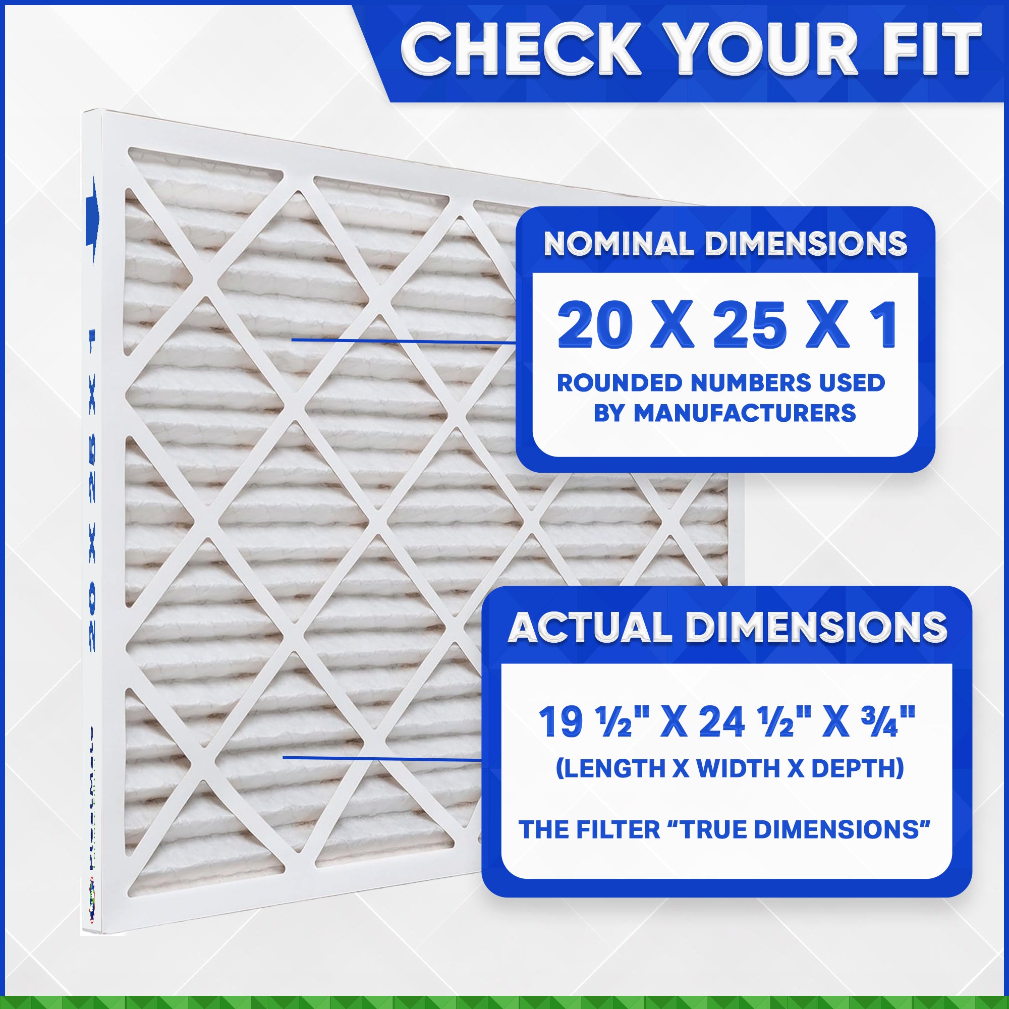 25x25x1 MERV 8 Pleated Air Filters - Case of 12 | High Efficiency Furnace Filters for Home HVAC Systems | Dust, Pollen & Allergen Reduction
