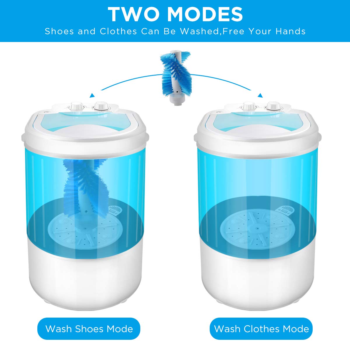 Portable Mini Washing Machine - 10 lbs Capacity, Semi-Automatic for Shoes & Clothes with Spin Dry Function | Compact Washer for Apartments, Camping, Dorms, Business Travel & College Rooms | Perfect for Small Spaces & On-the-Go Laundry Needs