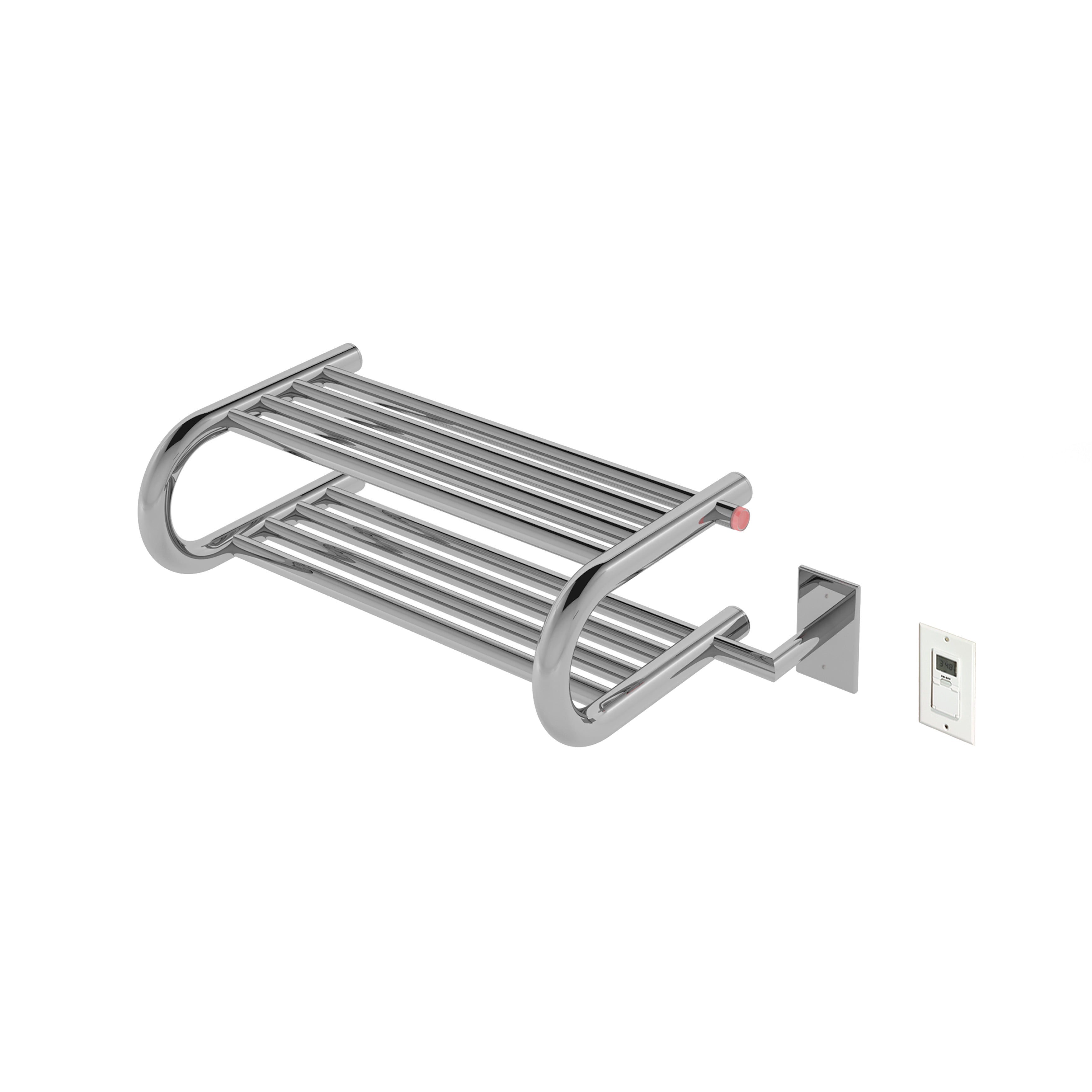 Essentia 8 Bar Hardwired & Plug-In Towel Warmer - Polished Stainless Steel with Timer - Perfect for Bathrooms, Spas & Luxury Homes