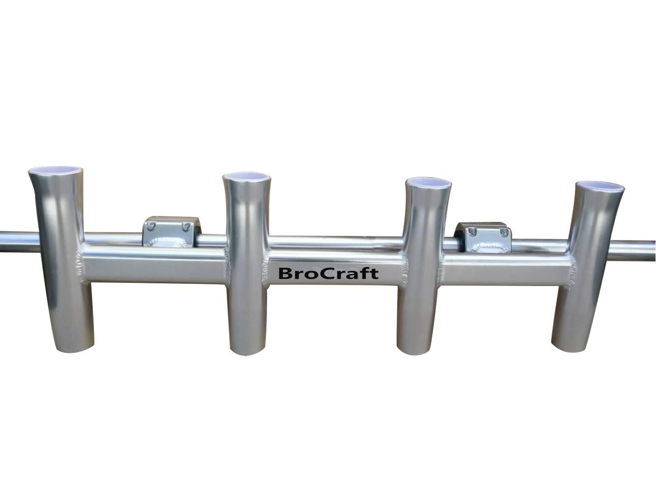 Brocraft Aluminum Clamp-On 4 Pole Rocket Launcher & Boat T-Top Rod Holder - Heavy Duty Fishing Gear for Offshore & Saltwater Angling (Perfect for Deep Sea Fishing & Trolling)