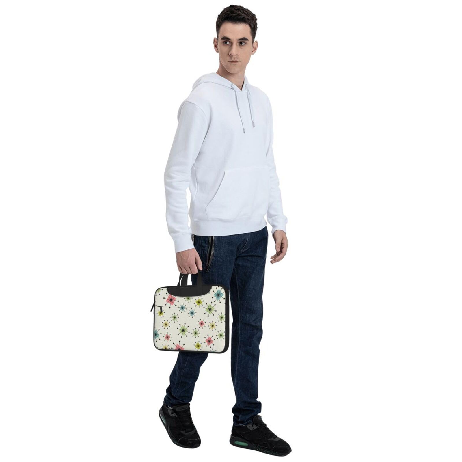 LAMAME Retro Pattern Portable Laptop Bag - Atomic Stars Design Computer Protective Shoulder Bag for Work, School & Travel