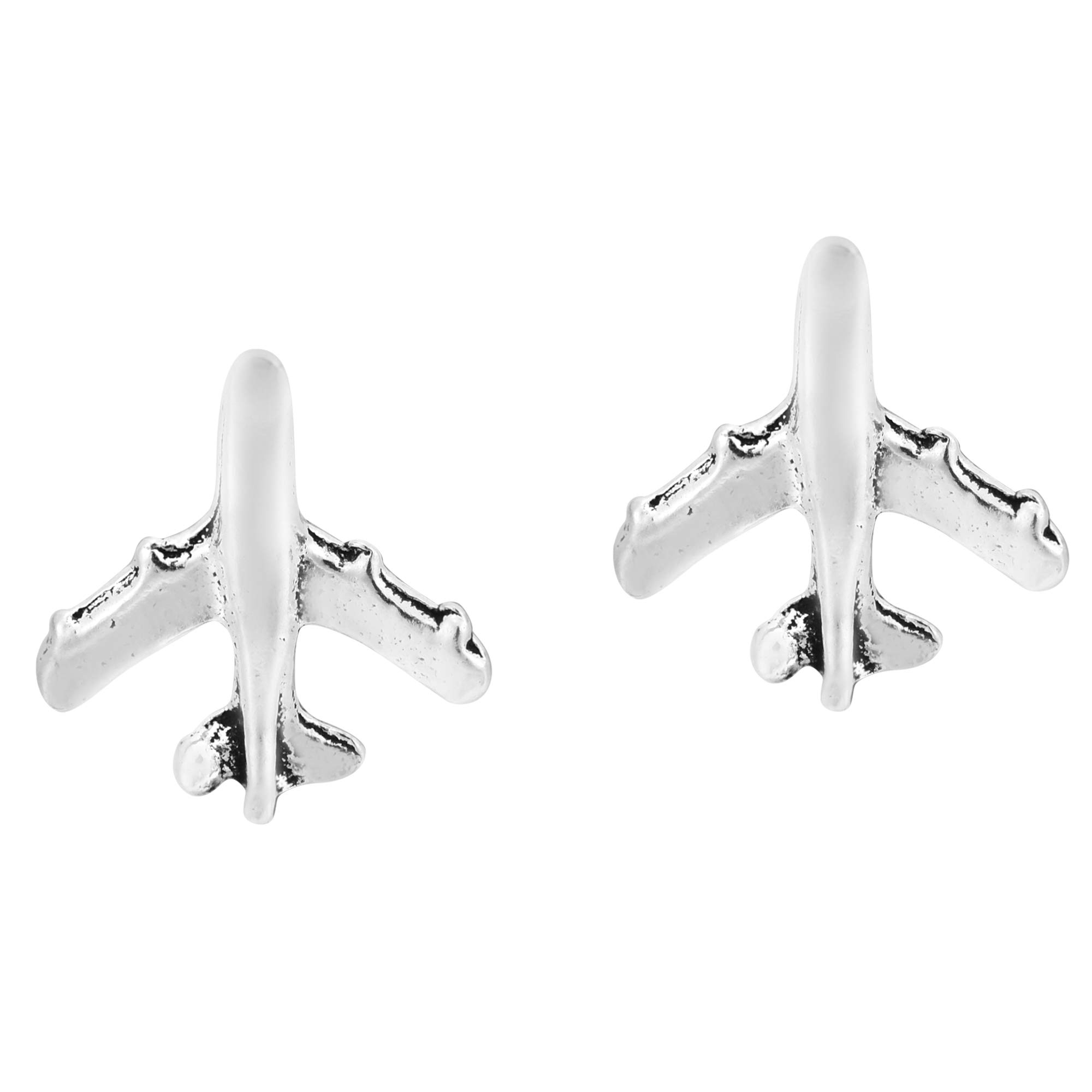 AeraVida Sky Wanderlust .925 Sterling Silver Airplane Stud Earrings for Women | Durable & Hypoallergenic Post Earrings | Perfect for Travel, Aviation Enthusiasts & Everyday Wear