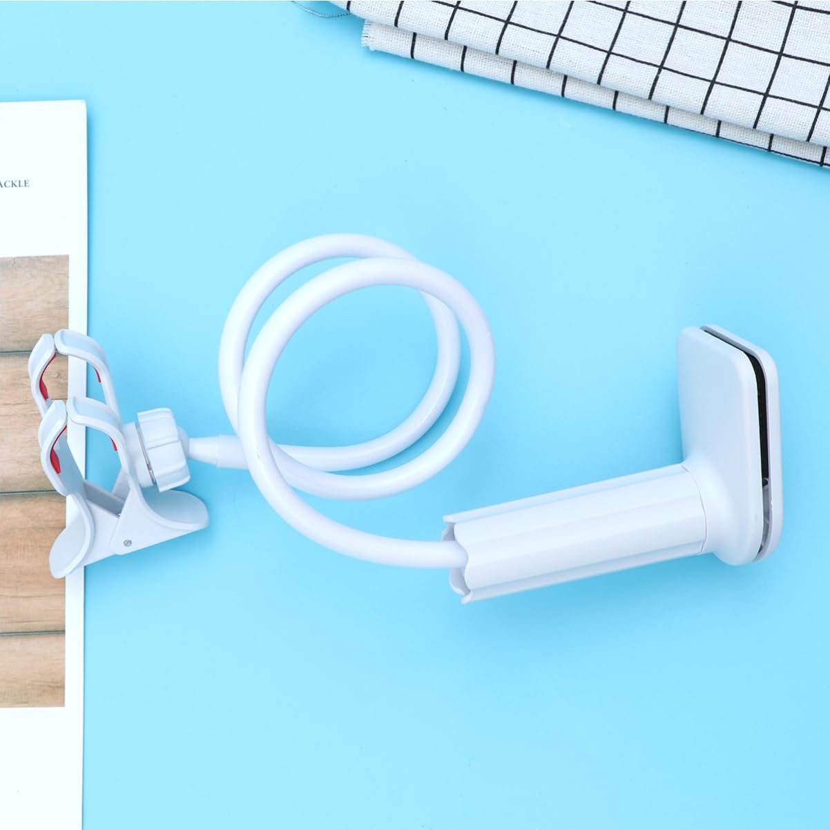 NUOBESTY 3-Pack Spiral Phone Stand Holder - Adjustable Car & Home Phone Mount Clip, White - Perfect for Desk, Bedside, Kitchen Counter & Dashboard Use
