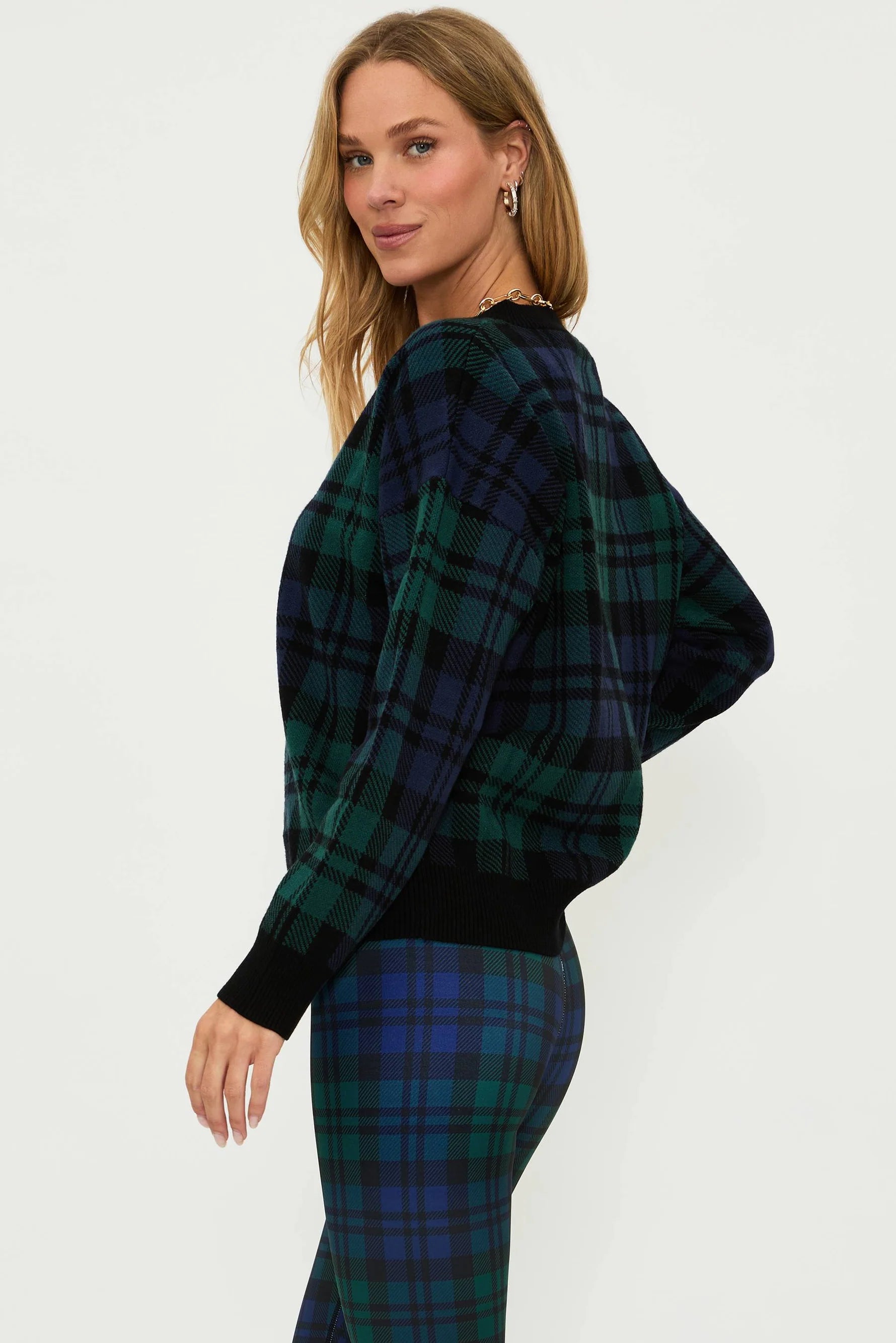 Beach Riot Joey Sweater - Wintergreen Plaid Knit Pullover for Women | Cozy Fall & Winter Fashion | Perfect for Casual Outings, Coffee Dates, and Holiday Gatherings