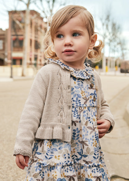 Baby Girls Knit Ruffled Cardigan Sweater - Soft Heather Bark Color | Perfect for Spring Outfits, Photo Shoots & Special Occasions