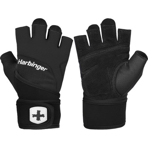 Harbinger Unisex Training Wrist Wrap Gloves 2.0 - Black | Weight Lifting, CrossFit & Gym Workout Support for Men & Women