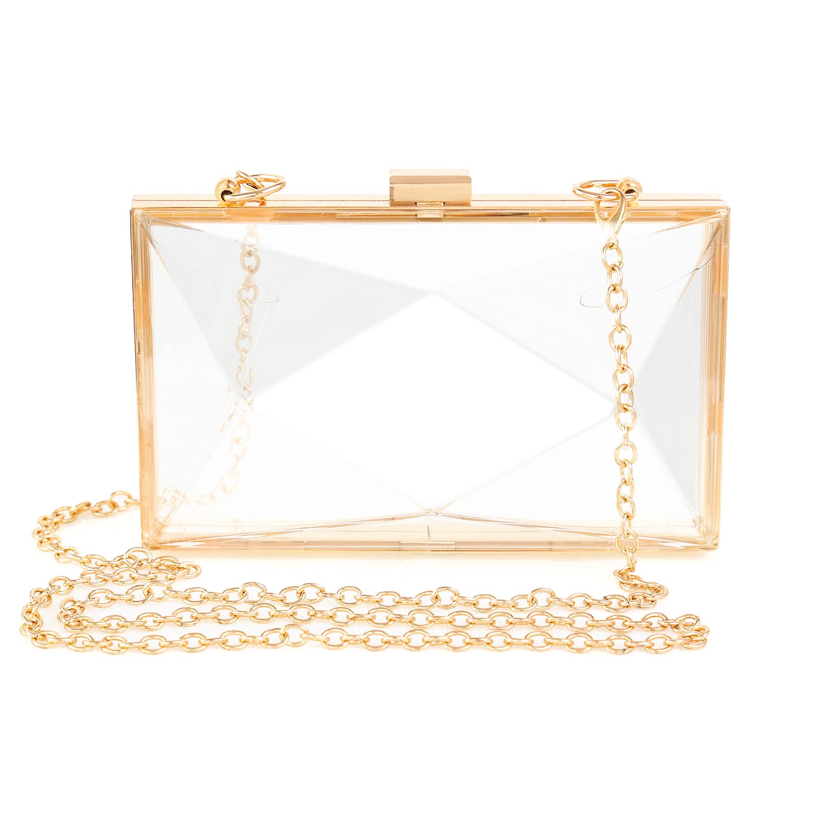 WJCD Women's Clear Acrylic Clutch Bag - Transparent Crossbody Purse with Double Chain for Evening Party, Concert, Festival & Travel | Fashionable See-Through Handbag for Women