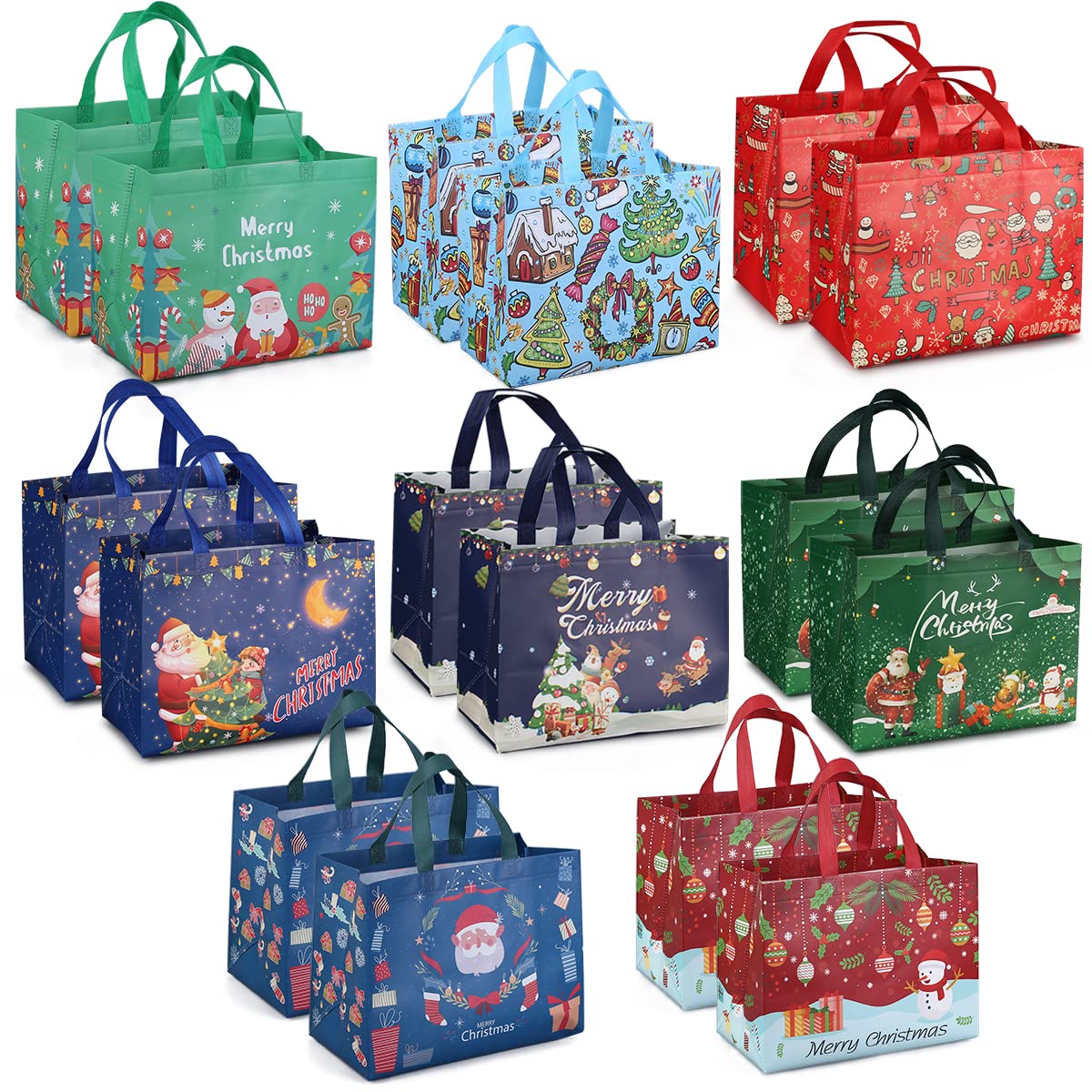 PARSUP Christmas Gift Bags with Handles - Reusable Holiday Tote Bags for Gift Wrapping, Shopping & Party Supplies | Perfect for Xmas Presents, Treats & Festive Decorations