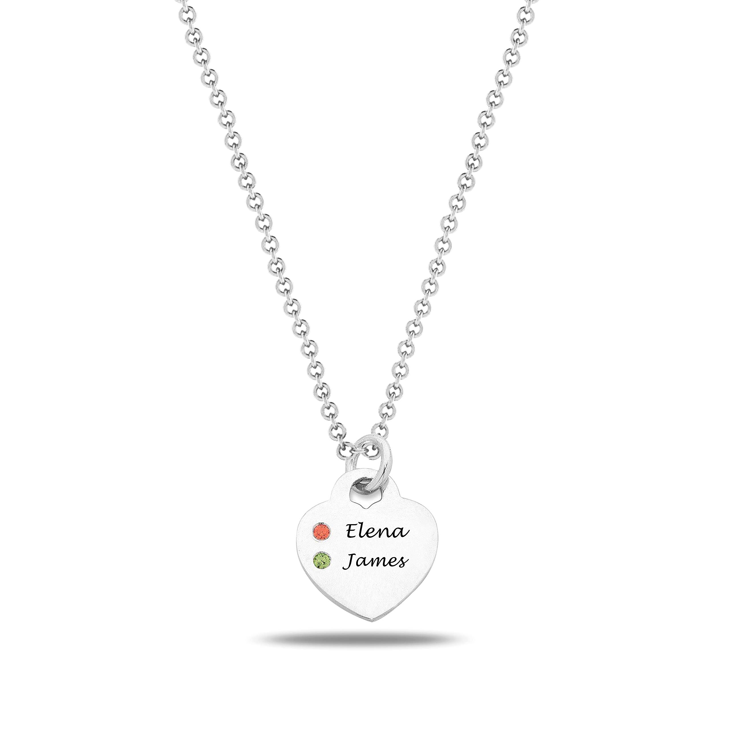 Personalized Name Necklace for Women - Custom Engraved Family Circle Pendant with Birthstone & Heart Charm - Couple & Teen Gift Idea for Anniversary, Valentine's Day & Mother's Day - Perfect for Everyday Wear & Special Occasions