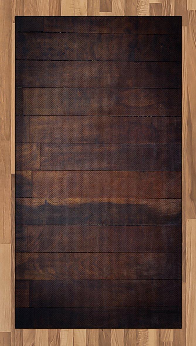 Ambesonne Chocolate Brown Vintage Wood Plank Area Rug - 2'6