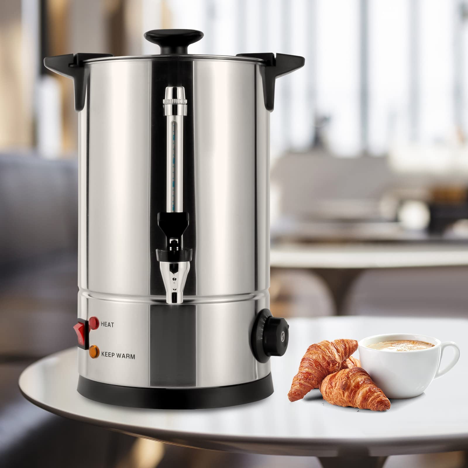 Commercial Coffee Urn - 45 Cup Stainless Steel Coffee Dispenser (8L/2.11gal) - Double Wall Insulated Large Coffee Urn with Removable Filter - 1000W Quick Brew Commercial Coffee Maker for Restaurants, Offices & Catering Events