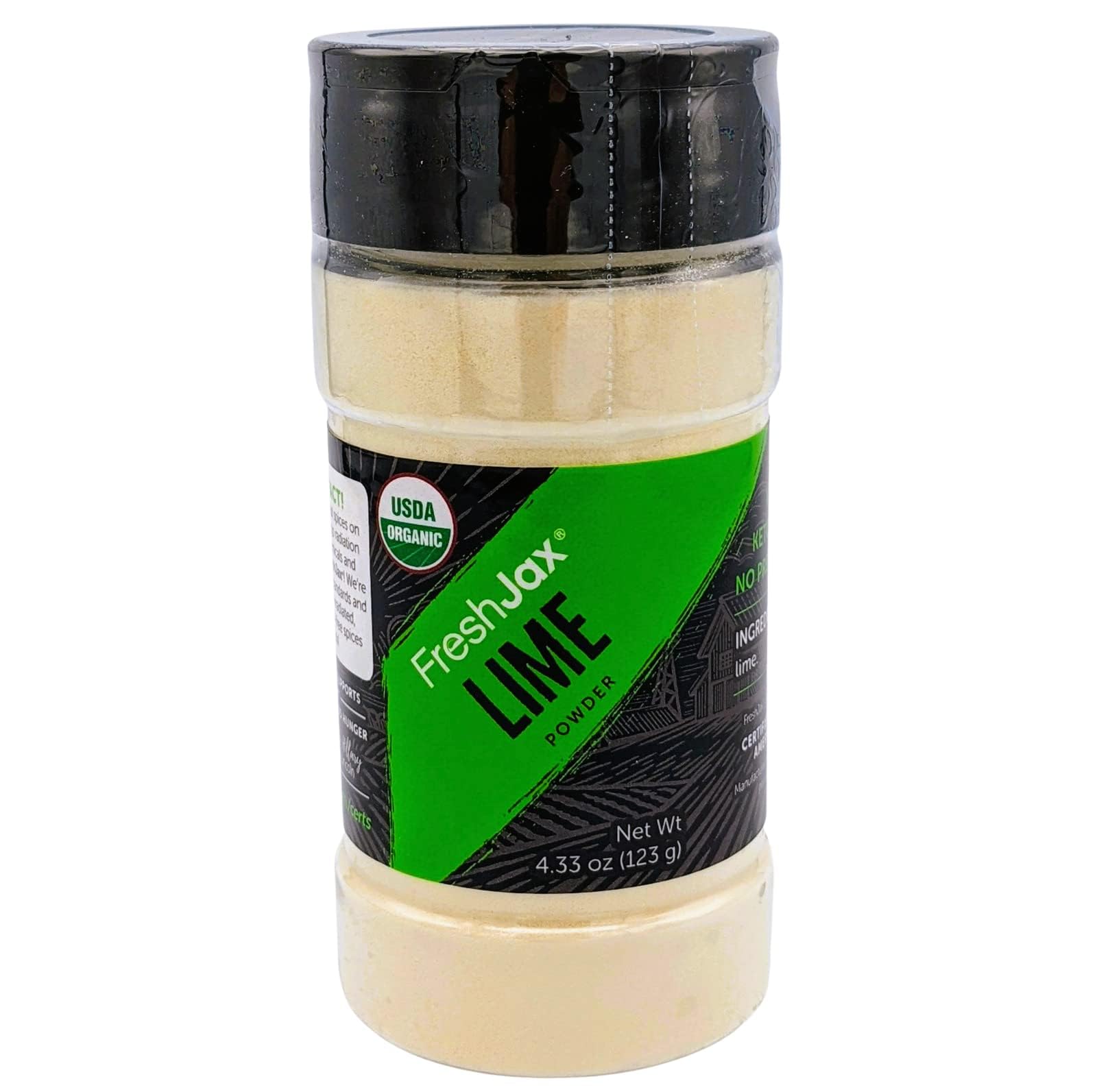 FreshJax Organic Lime Powder (4.33 oz) - Non-GMO, Gluten-Free, Keto & Paleo Friendly, No Preservatives | 100% Pure Dried Lime Powder | Handcrafted in Florida | Perfect for Cooking, Baking, Cocktails & Seasoning