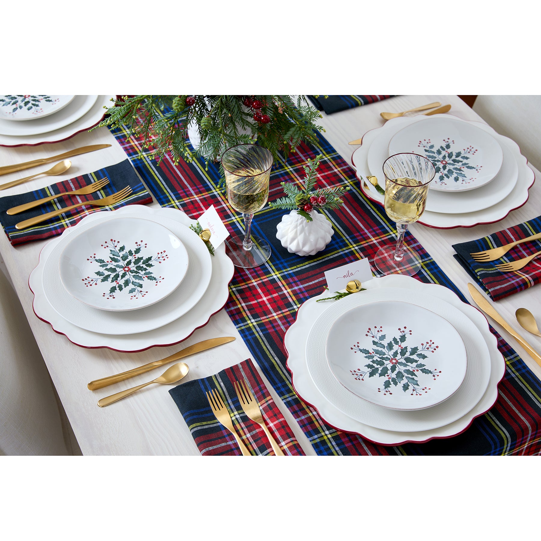 Premium Stewart Plaid Placemats Set of 4 - Waterproof & Heat Resistant Dining Table Mats for Holiday Dinner, Party, and Everyday Use