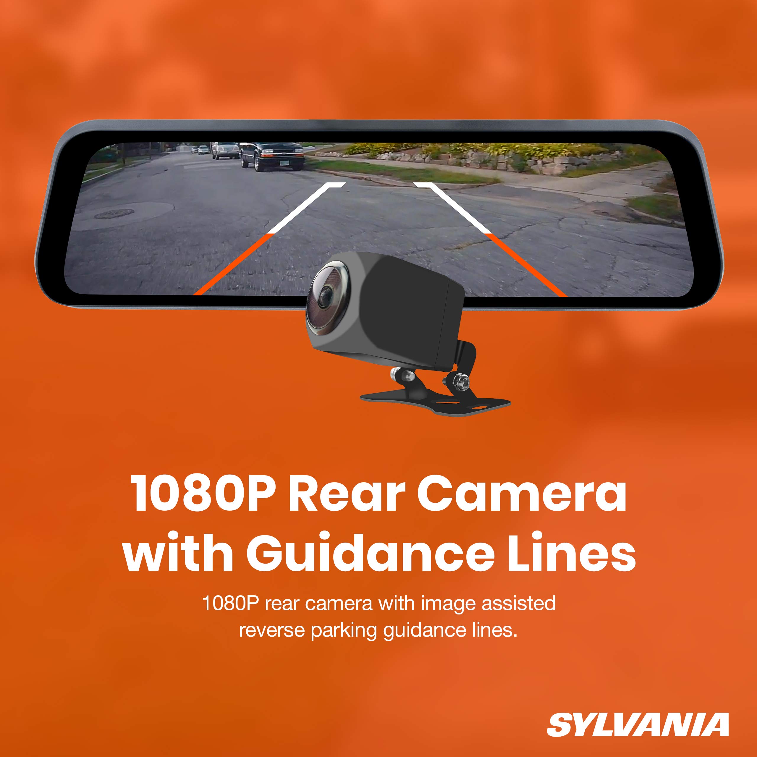 SYLVANIA 340° Wide Angle Dash Cam with Backup Camera - 1080p HD Recording, G-Sensor, 9.66