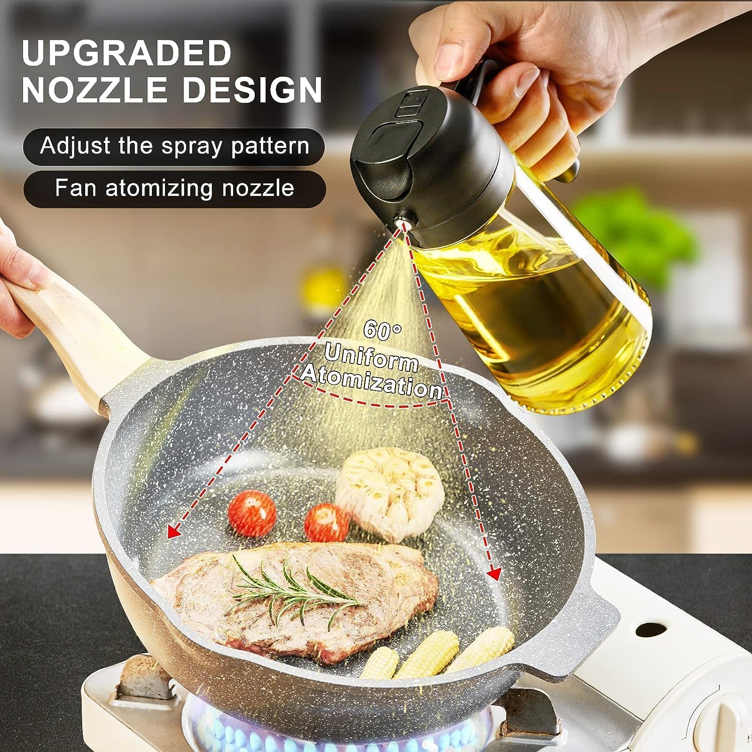 DECRUZ 2-in-1 Oil Sprayer & Dispenser 500ml - Perfect for Cooking, BBQ, Air Fryer & Salad