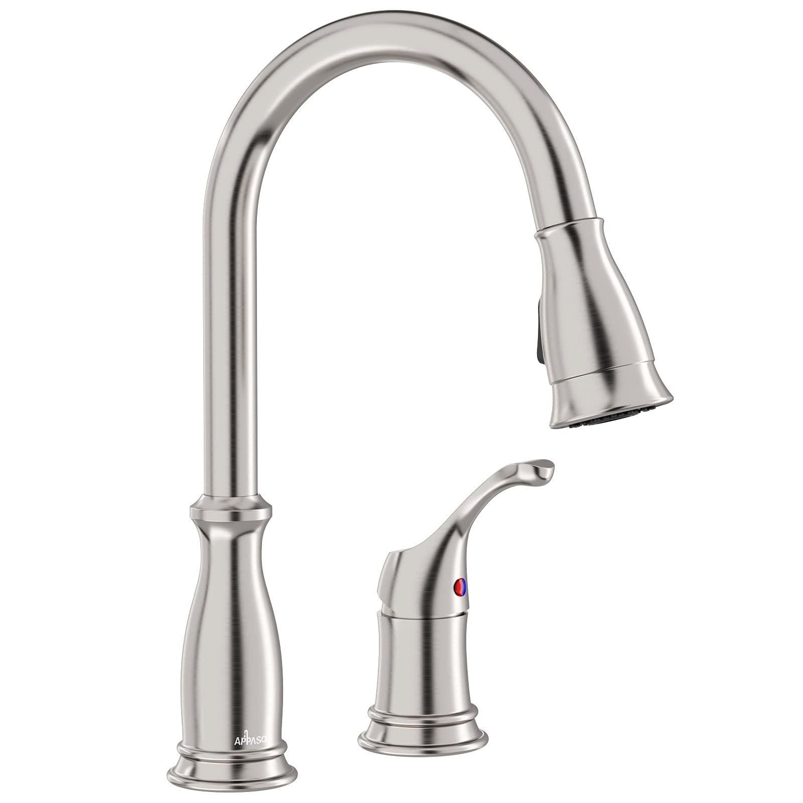 APPASO Stainless Steel Pull Down Kitchen Faucet - Brushed Nickel for Commercial Sinks