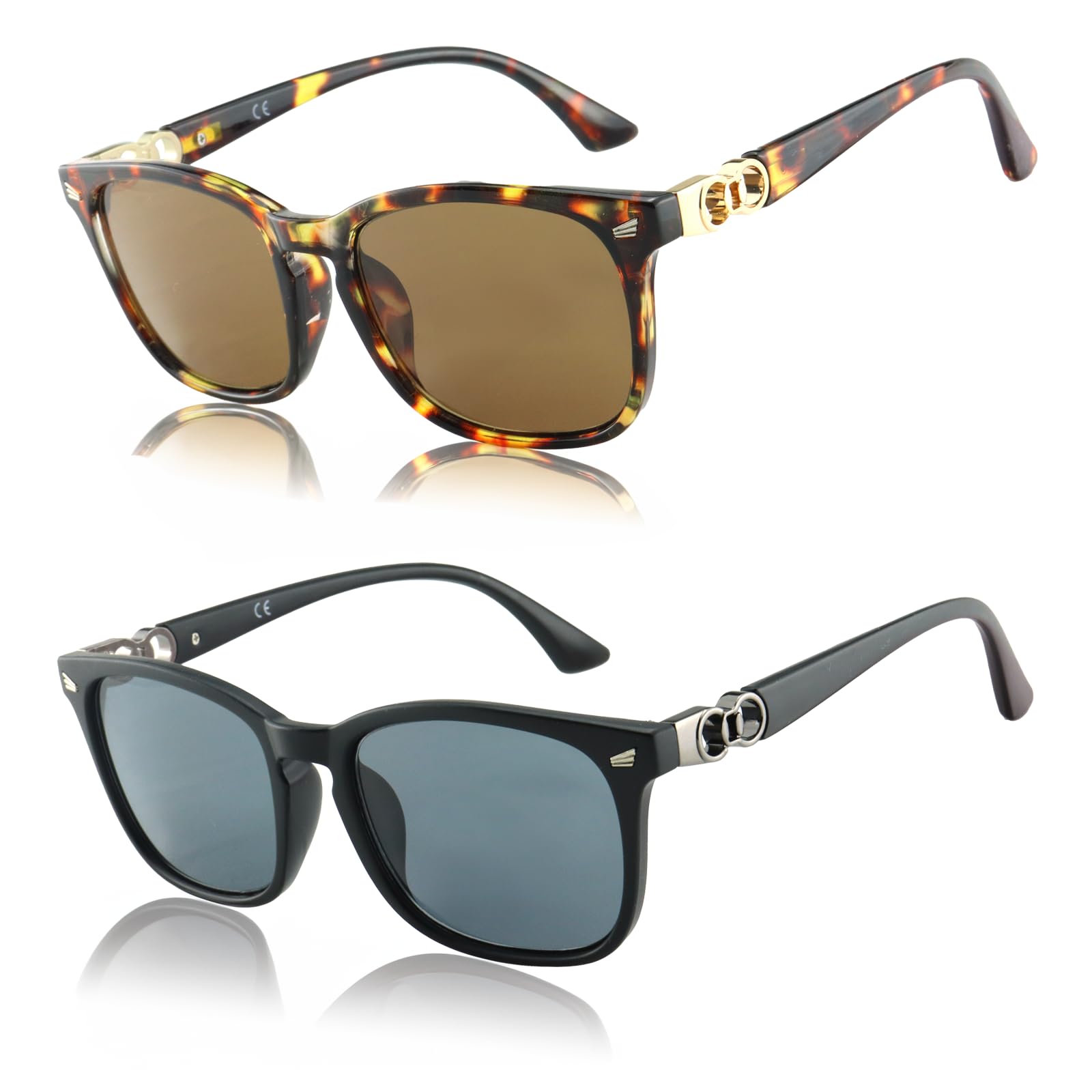 2-Pack Women's Reading Sunglasses with Tinted Shadow Lens - Anti-Glare UV400 Protection Prescription Eyewear - Perfect for Reading, Driving & Outdoor Activities