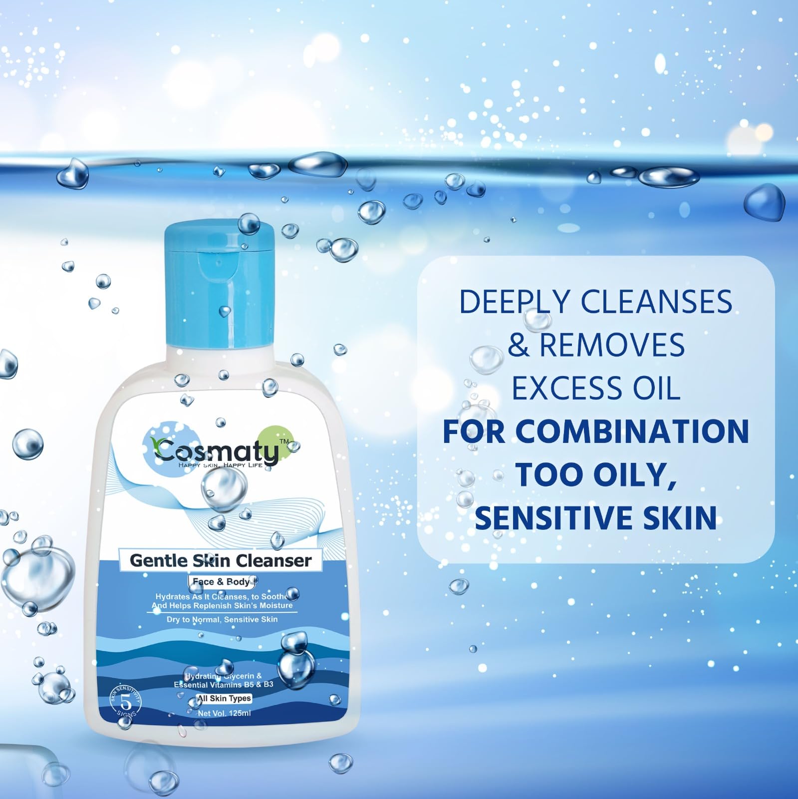 Gentle Hydrating Face Wash for Dry to Normal & Sensitive Skin - Niacinamide & Vitamin B5 Skin Cleanser (125ml) | Daily Moisturizing Facial Cleanser for Men & Women | Perfect for Morning & Night Skincare Routine