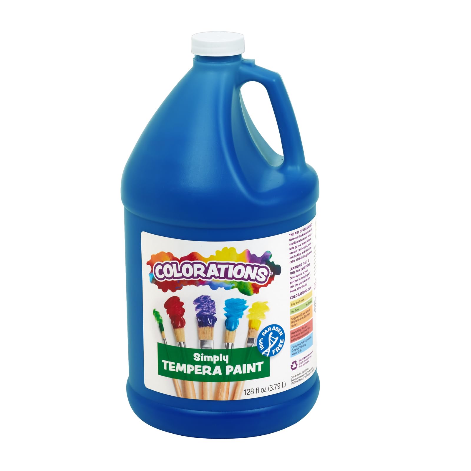 Colorations Non-Toxic Blue Tempera Paint - 1 Gallon Vibrant Washable Kids Art Supplies for Classroom, DIY Crafts & School Projects | Safe Bold Colors for Children's Painting Activities