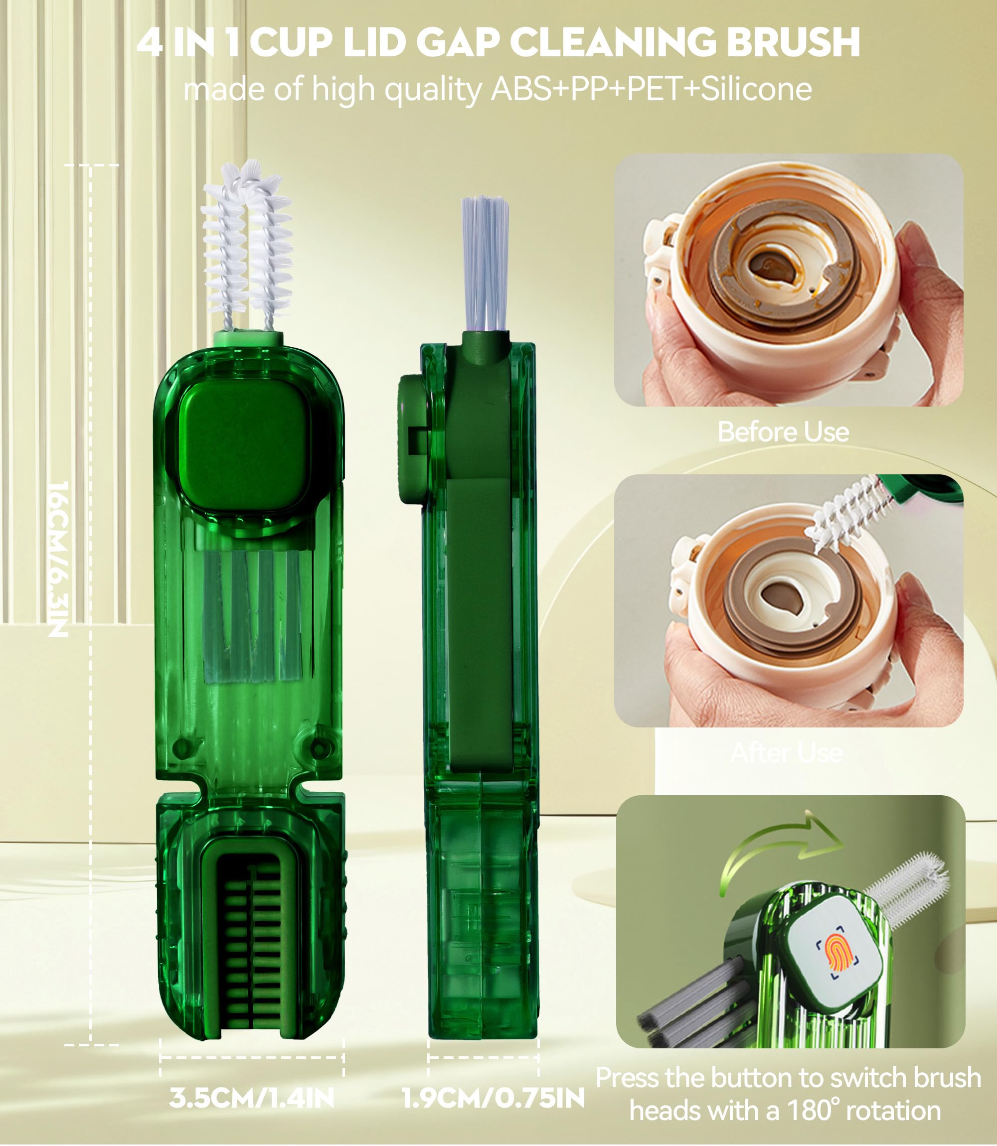 4-in-1 Cup Lid Cleaning Brush - Multifunctional Bottle Cleaner for Home & Kitchen Use