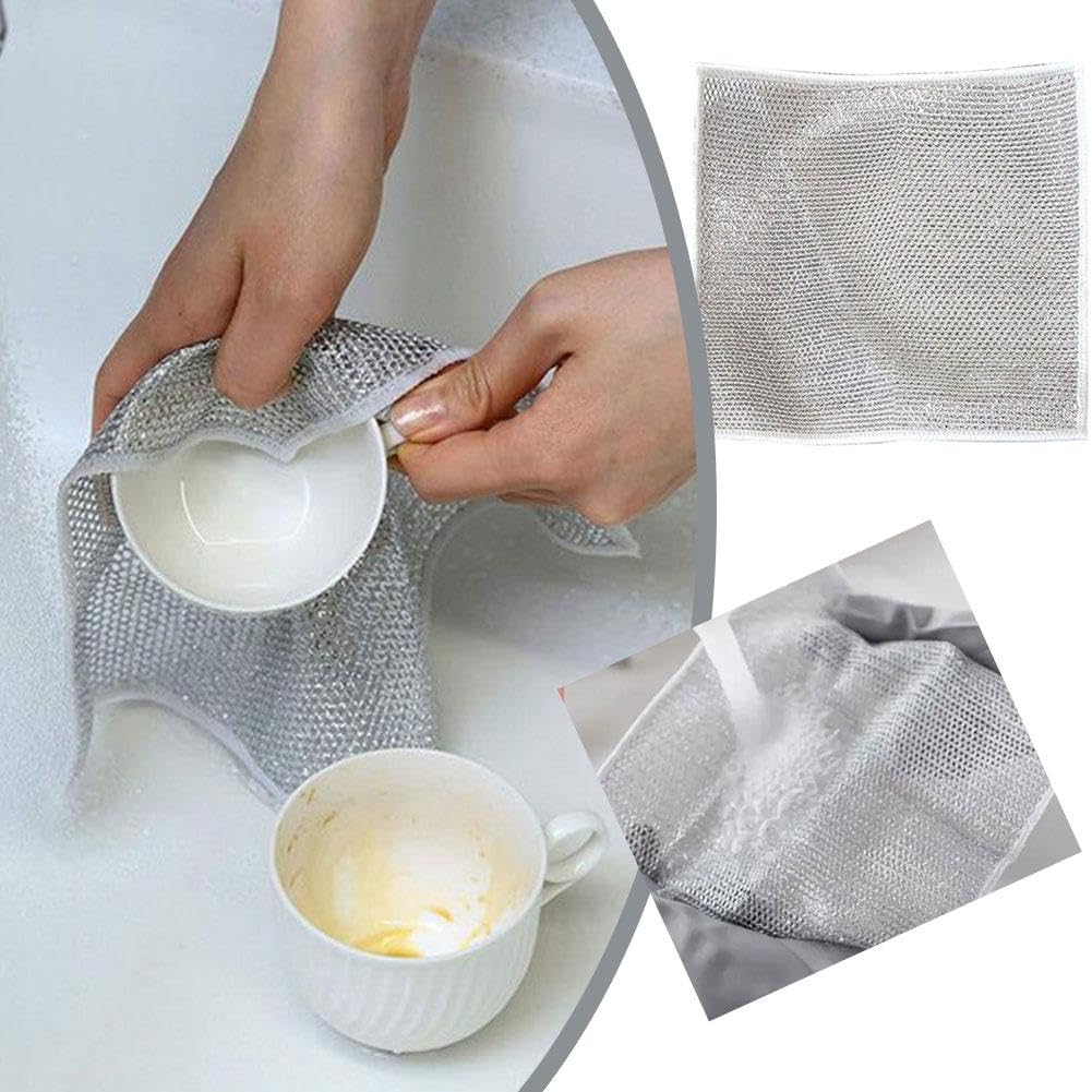 Stainless Steel Scrubber Pads for Dishes - Non-Scratch Cleaning Pads for Kitchen, Sinks, Countertops & Stove Tops - Reusable & Machine Washable - Perfect for Tough Grease & Food Residue Removal