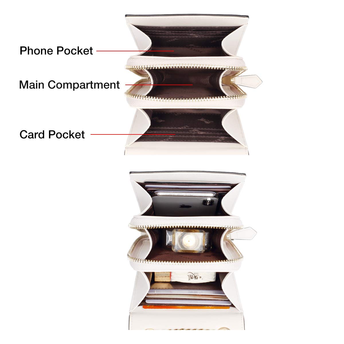 Genuine Leather Crossbody Phone Purse for Women - Cowhide Leather Crossbody Bag with Adjustable Strap - Perfect for Travel, Shopping & Everyday Use