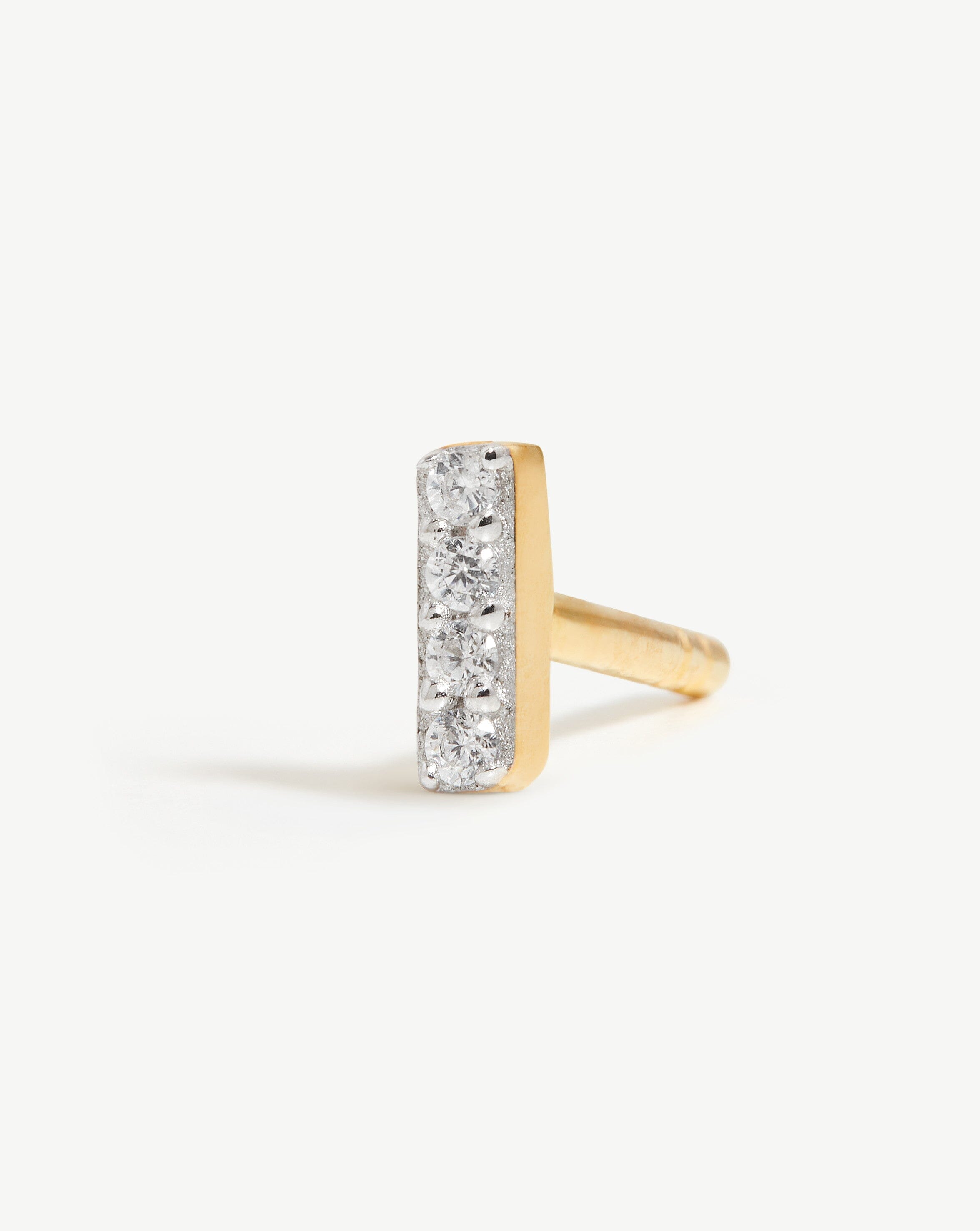 Pave Initial Single Stud Earring - 18k Gold Vermeil & Cubic Zirconia Personalized Jewelry - Perfect for Gifts, Birthdays, Anniversaries & Everyday Wear