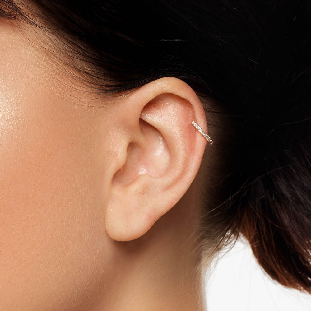 10k Rose Gold Diamond Helix Huggie Single Earring - Perfect for Cartilage Piercing, Everyday Wear & Special Occasions