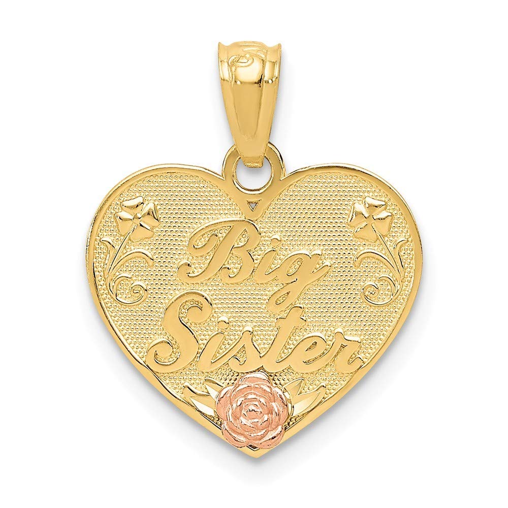 14K Two-Tone Gold Big Sister Heart Pendant Necklace - Roy Rose Jewelry | Elegant Gift for Sister, Birthday, Anniversary | Perfect for Everyday Wear & Special Occasions