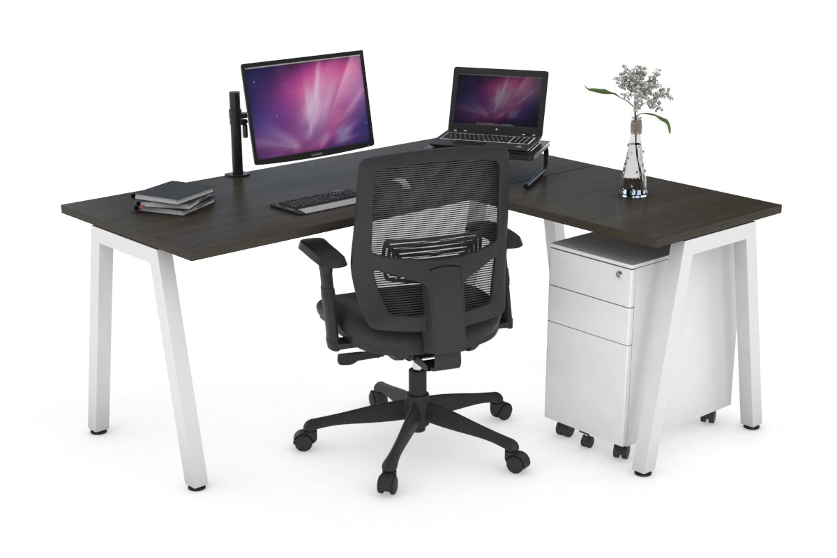 L-Shaped Corner Office Desk with Quadro A Legs - 1600L x 1700W for Home Office, Gaming & Workspace Setup - Ergonomic Computer Desk for Professionals & Students